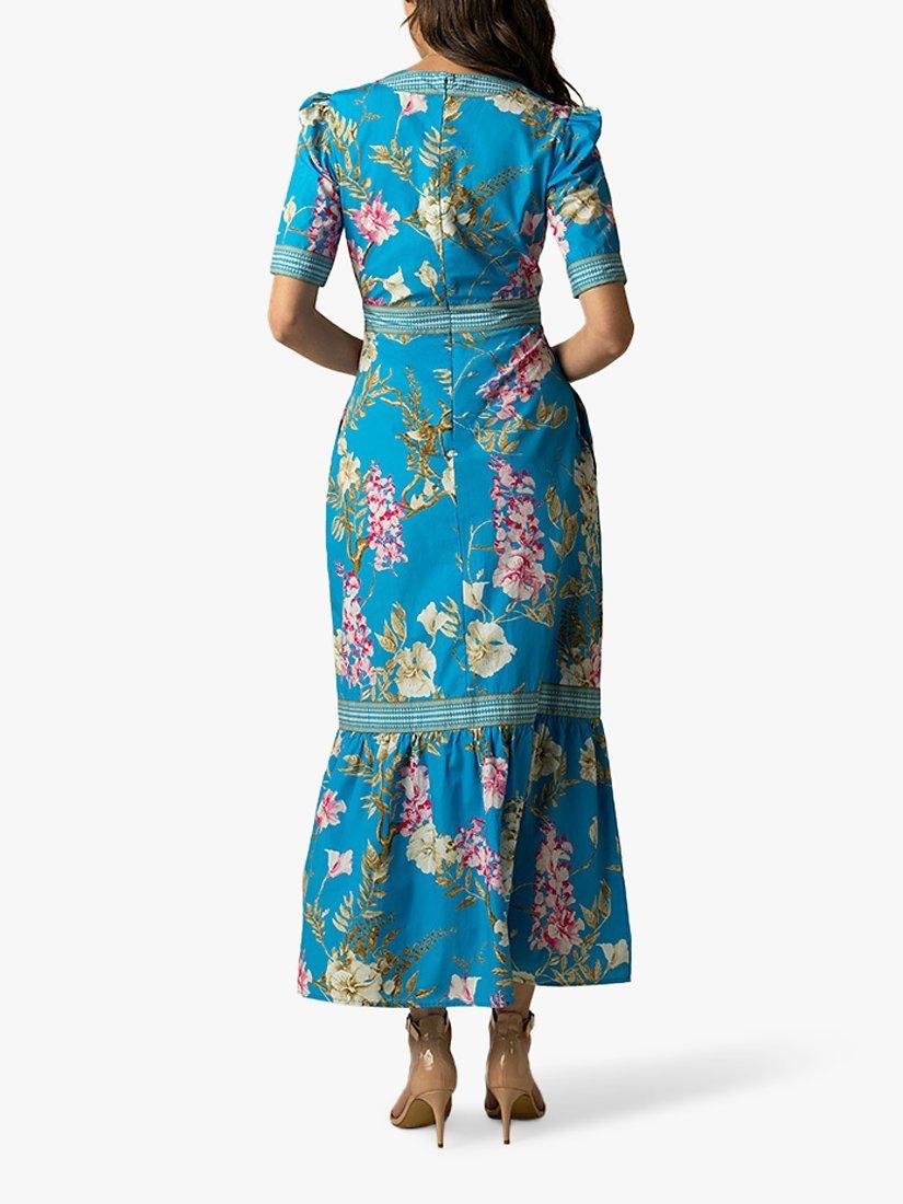 Product image 3 of 3, which shows Raishma Darcie Floral Maxi Dress, Blue, 8