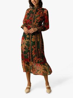 Raishma Olive Floral Midi Dress, Green