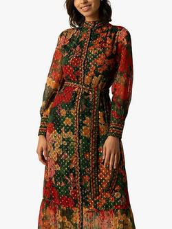 Raishma Olive Floral Midi Dress - view 2, Green