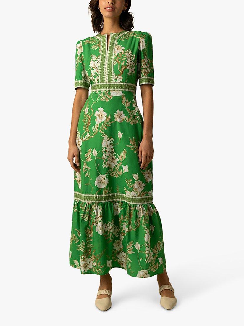 Product image 1 of 3, which shows Raishma Darcie Floral Maxi Dress, Green, 10