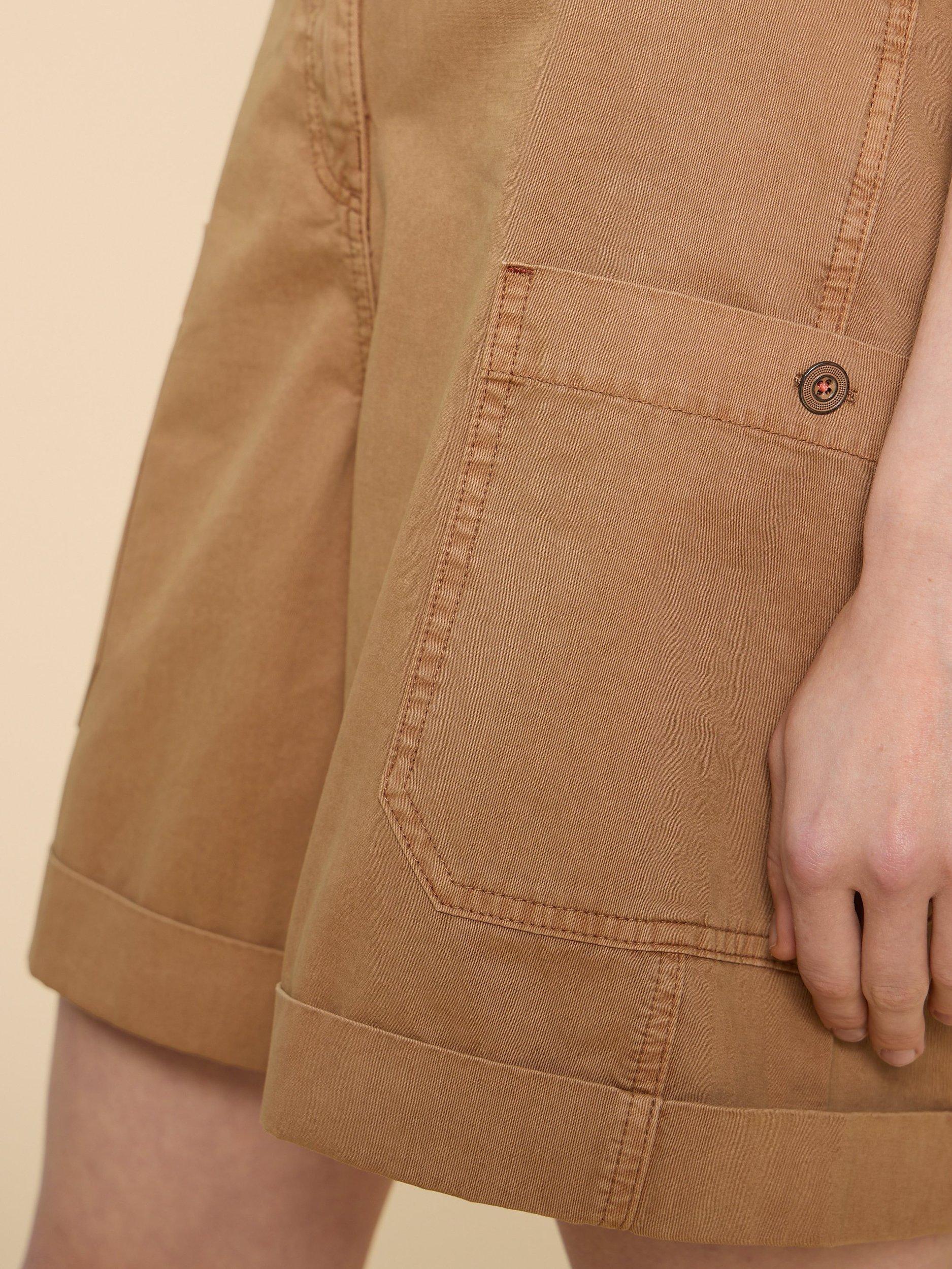Product image 4 of 7, which shows White Stuff Carlie Cotton Cargo Shorts, Dark Natural, 6