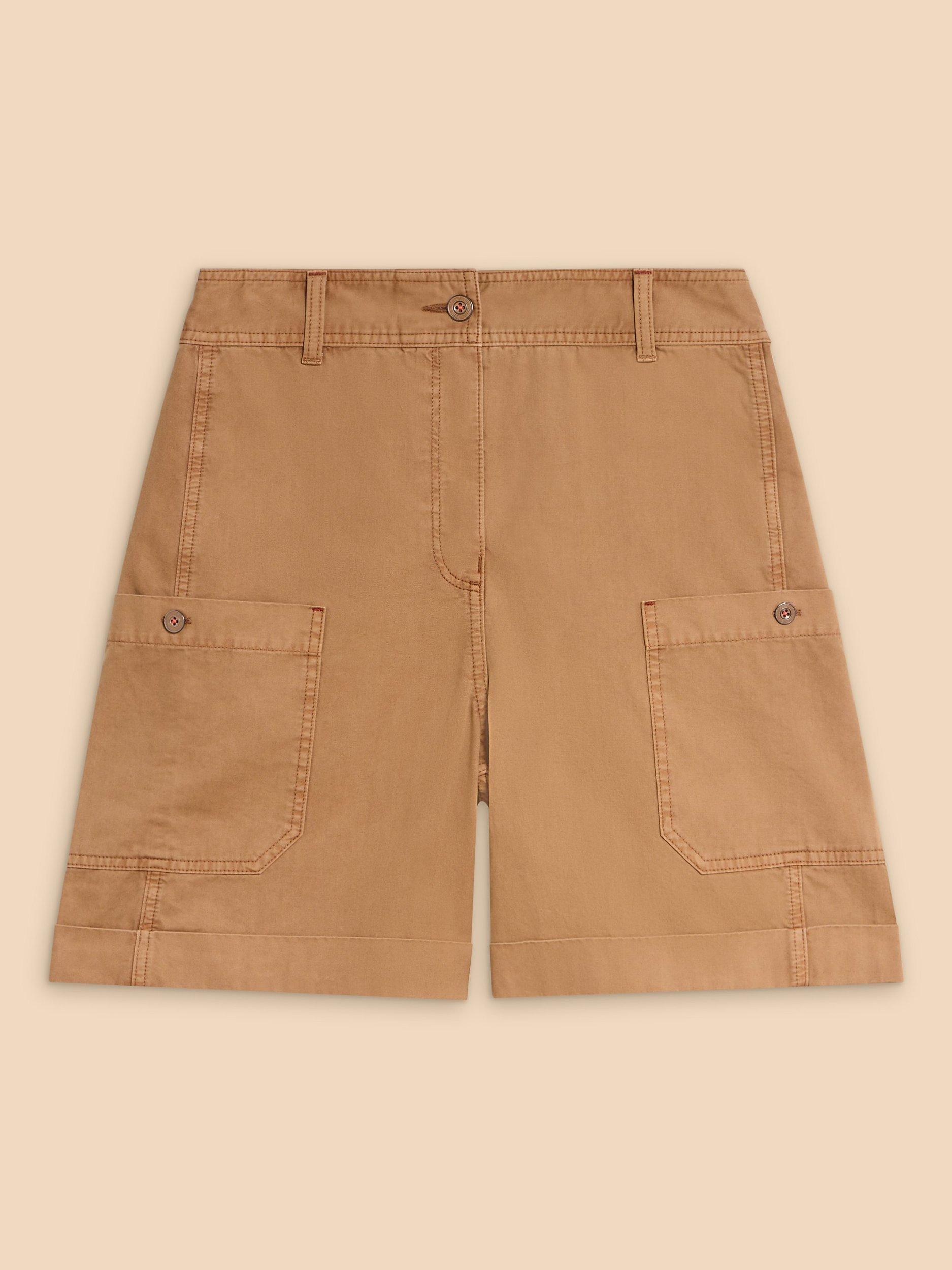 Product image 5 of 7, which shows White Stuff Carlie Cotton Cargo Shorts, Dark Natural, 6