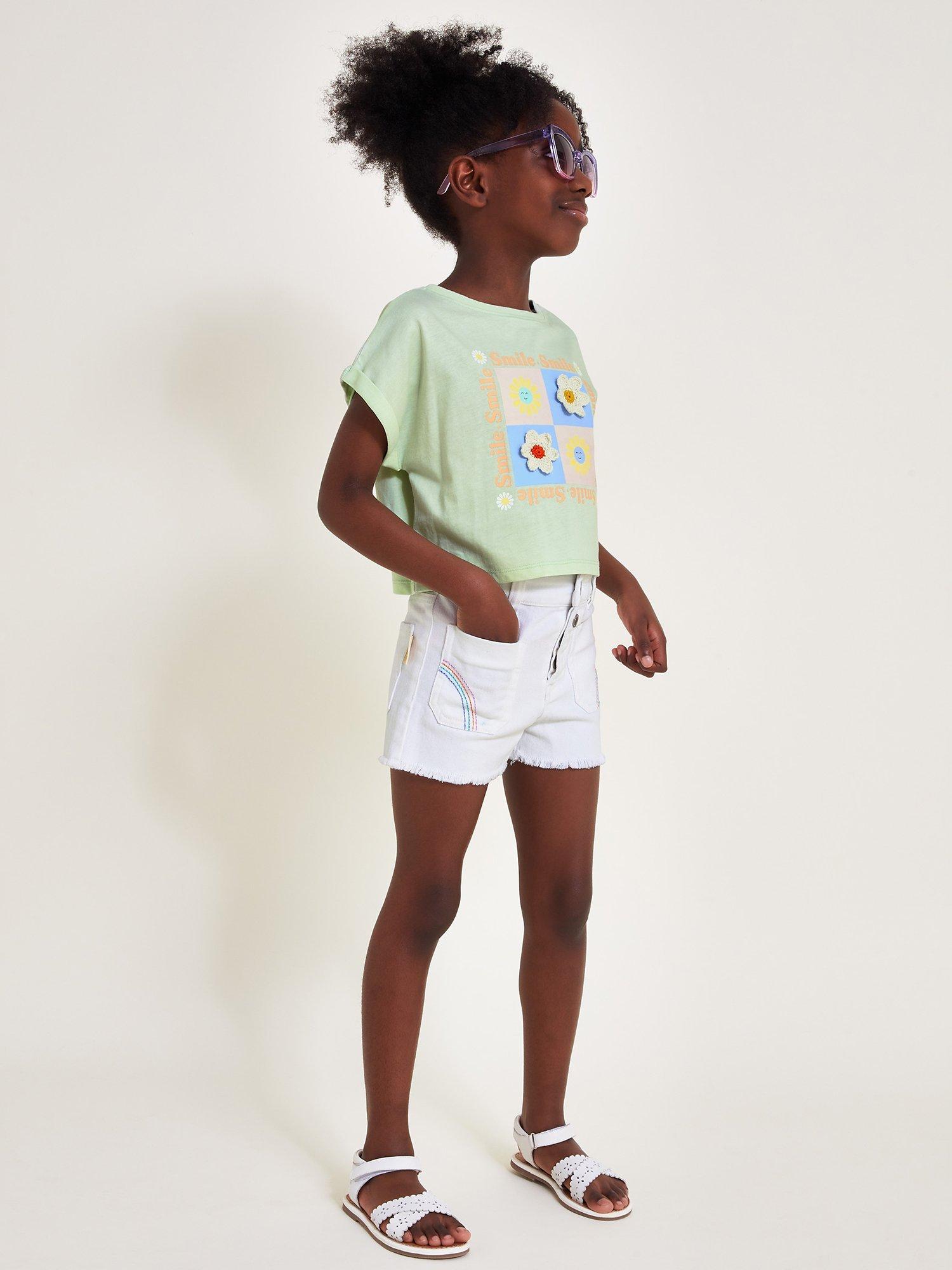 Kids white denim shorts sales