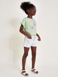 Monsoon Kids' Rainbow Stitch Denim Shorts, White