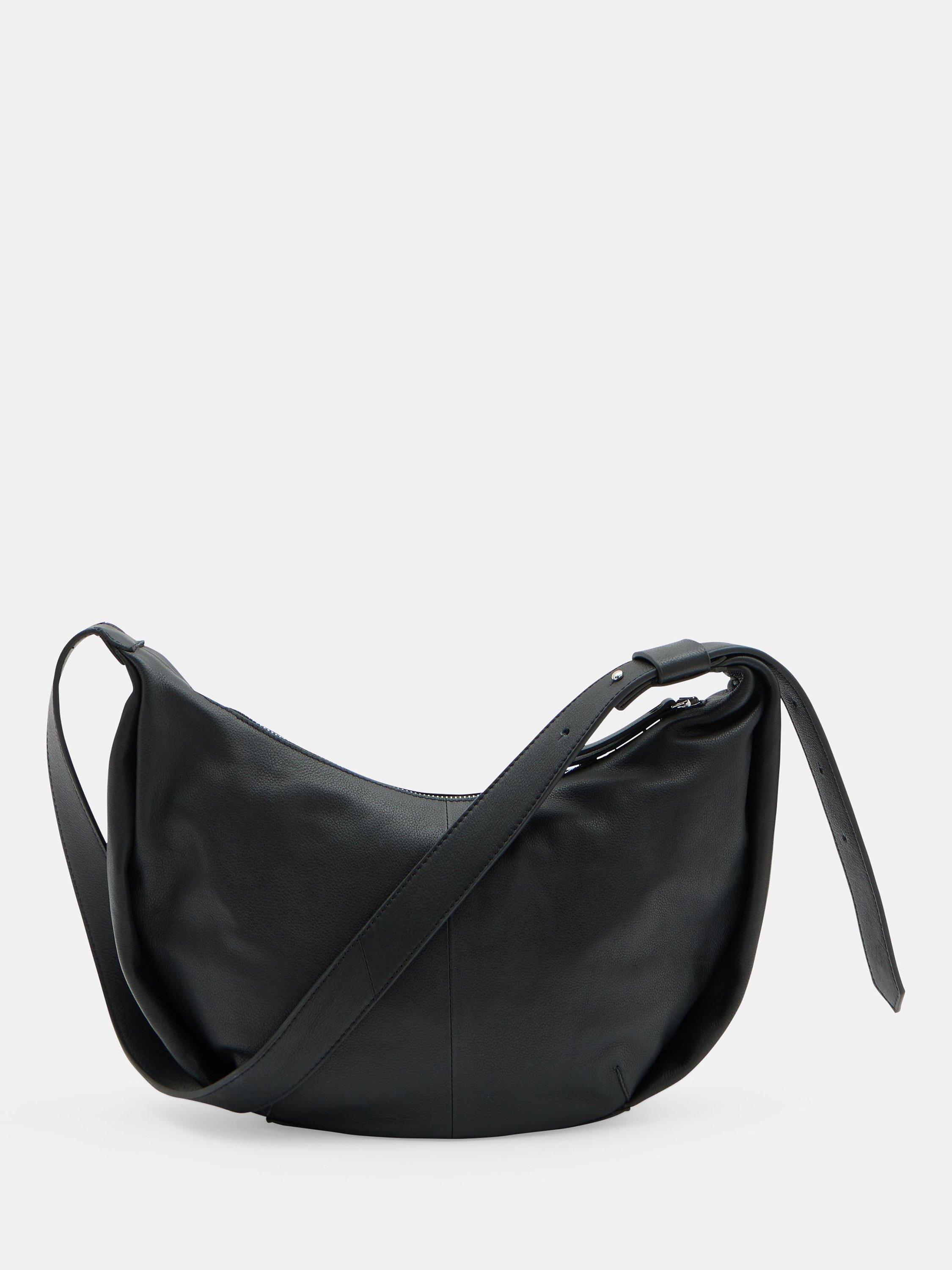 HUSH Lydia Leather Scoop Crossbody Bag, Black