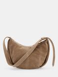 HUSH Lydia Suede Scoop Crossbody Bag, Light Tan