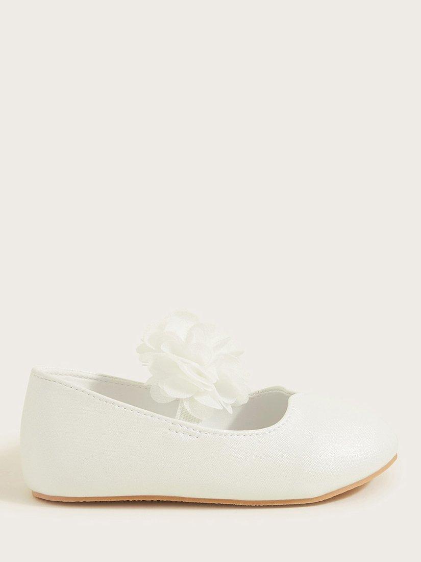 Product image 1 of 3, which shows Monsoon Baby Corsage Walker Shoes, Ivory, C2