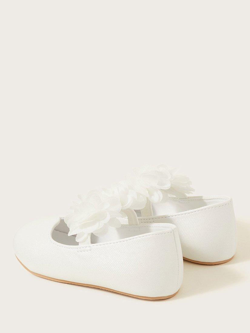 Product image 3 of 3, which shows Monsoon Baby Corsage Walker Shoes, Ivory, C2