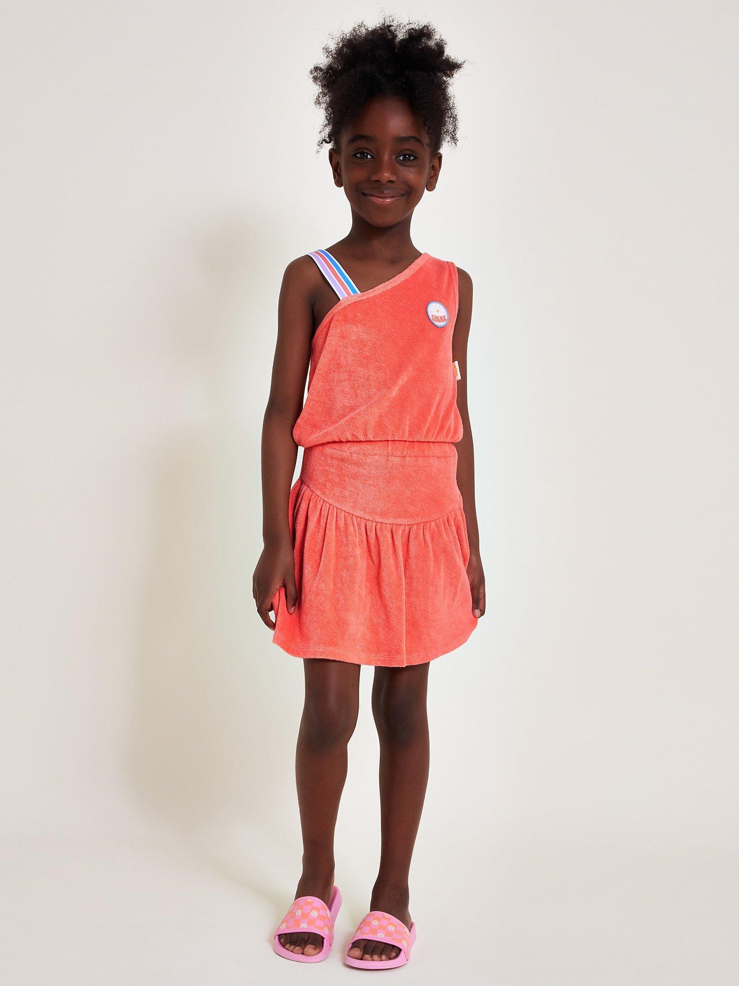 Monsoon Kids' Towelling Stripe Sun Top, Coral
