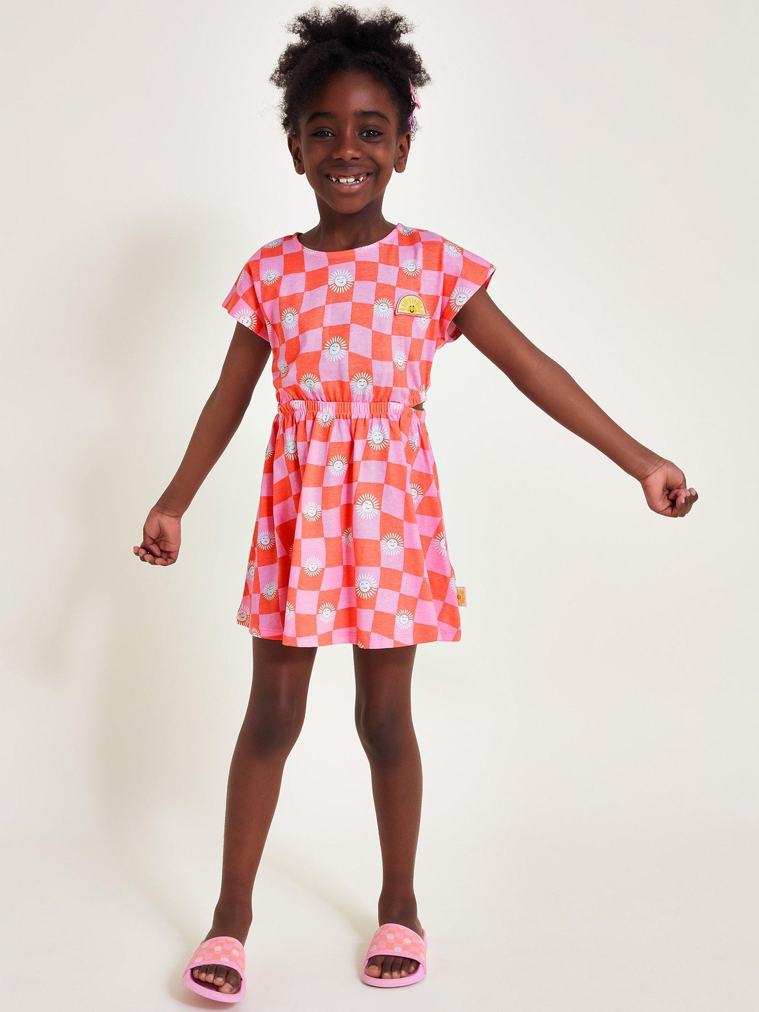Monsoon Kids Checked Cut Out Sun Jersey Dress Multi