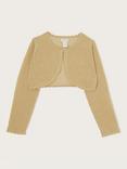 Monsoon Kids' Niamh Scalloped Metallic Cardigan, Gold