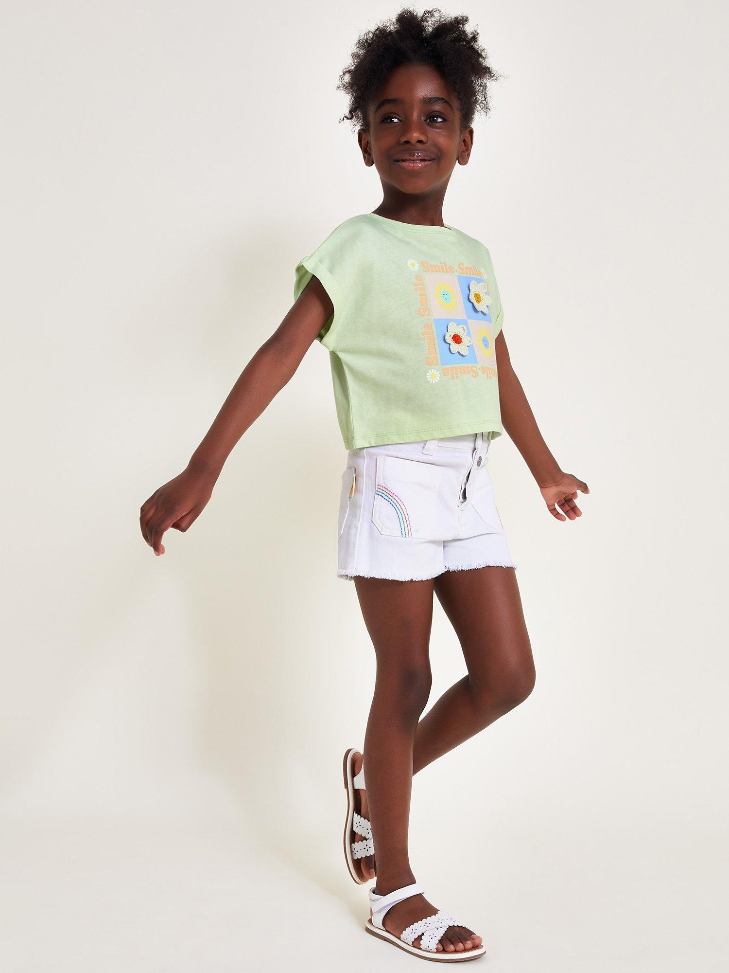 Monsoon Kids' Smile Crochet Daisy T-Shirt, Mint