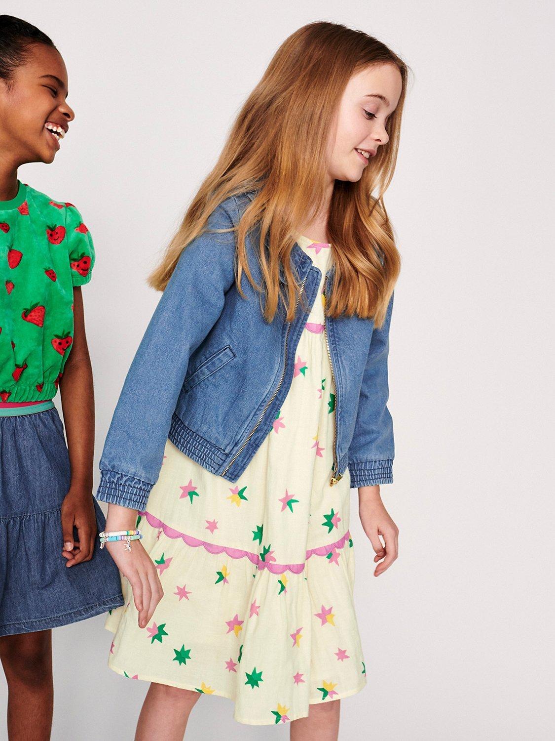 Monsoon Kids' Star Print Cheesecloth Dress, Ivory/Multi