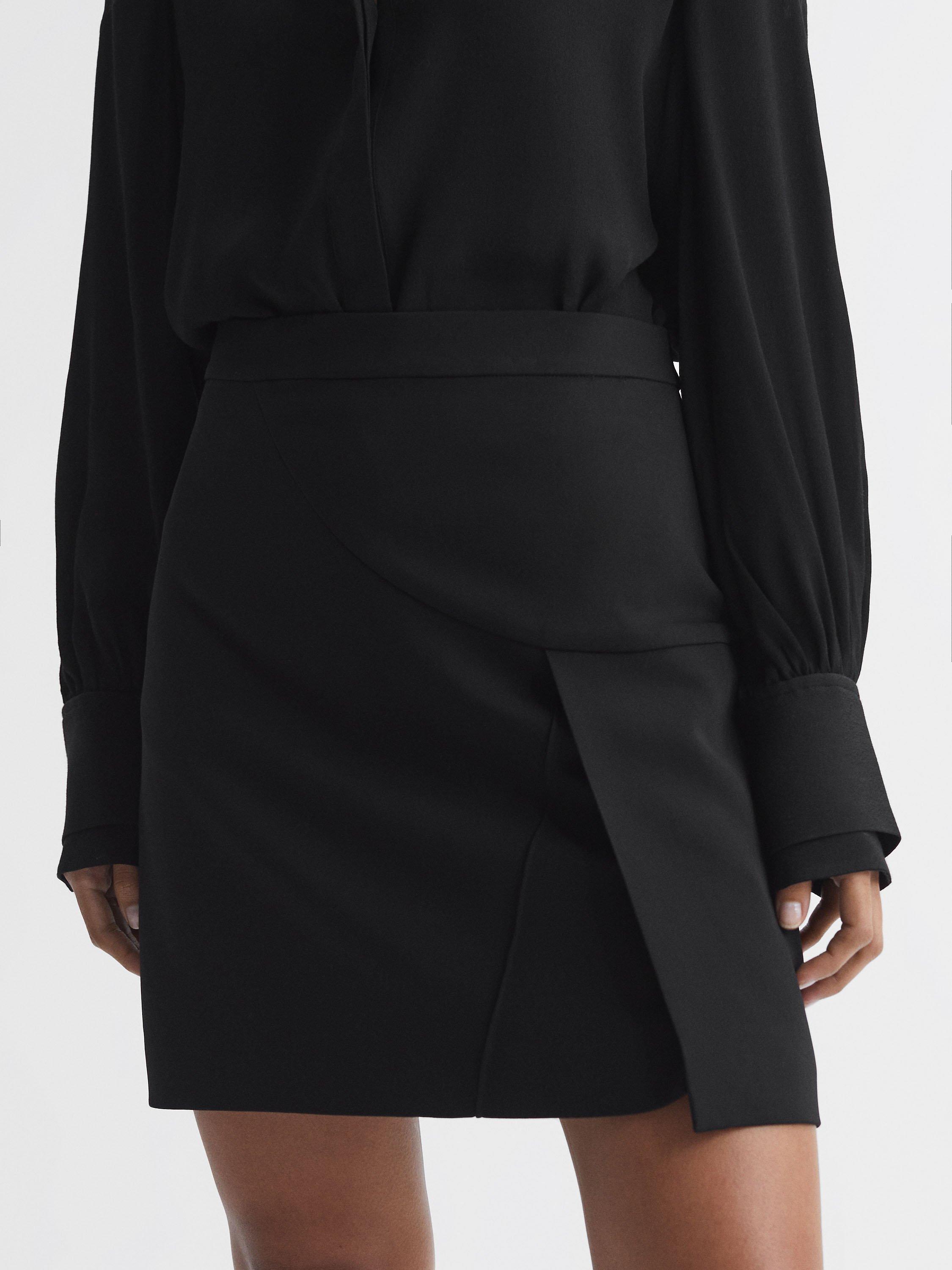 Reiss Erin Split Detail Mini Skirt, Black