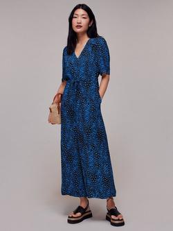 Whistles Painted Leopard Print Jumpsuit, Blue/Multi, Blue/Multi