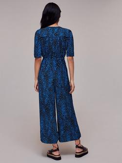 Whistles Painted Leopard Print Jumpsuit, Blue/Multi - view 2, Blue/Multi
