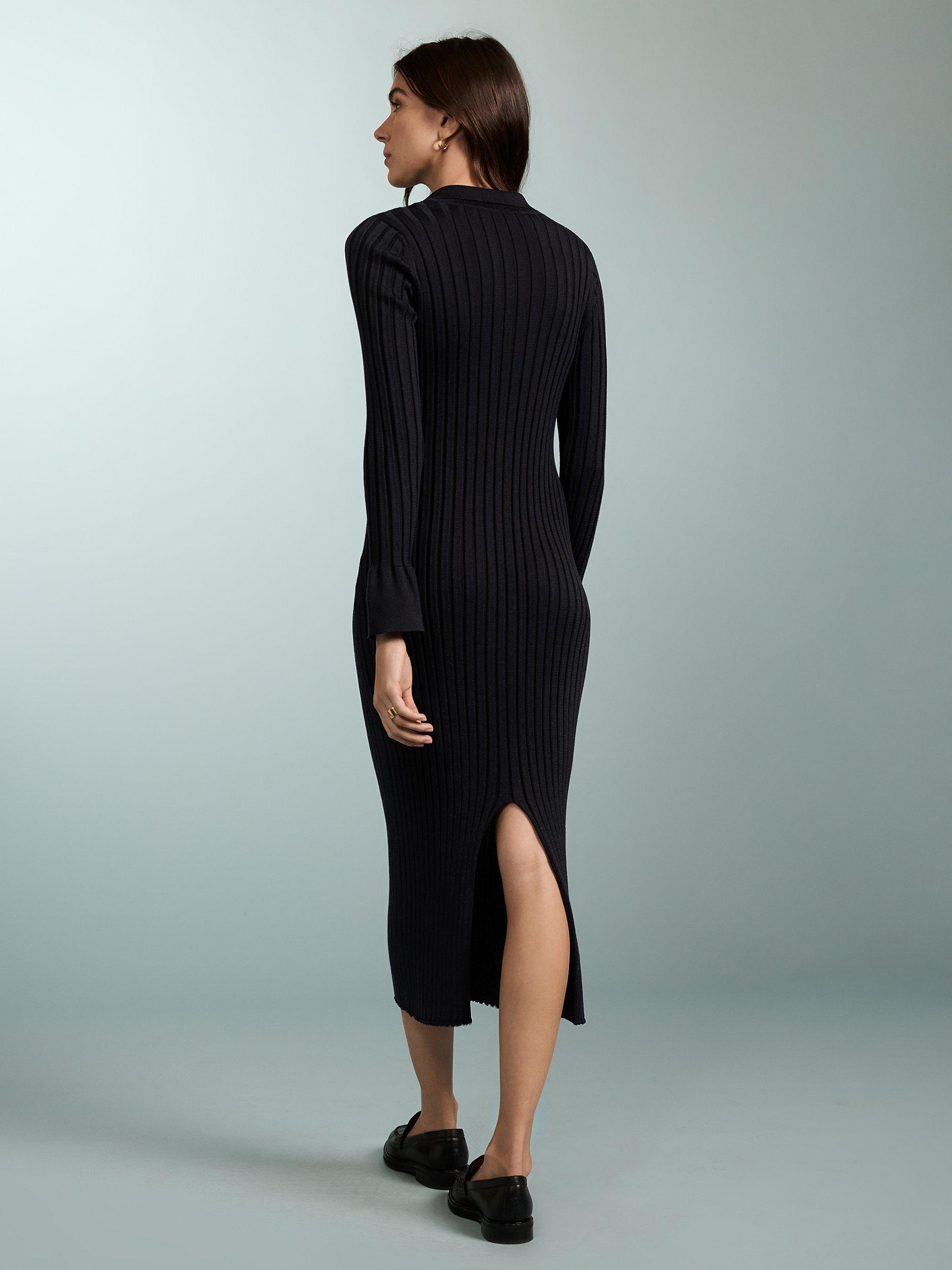 Product image 2 of 5, which shows Baukjen Cece Rib Knit Midi Dress, Navy, 12