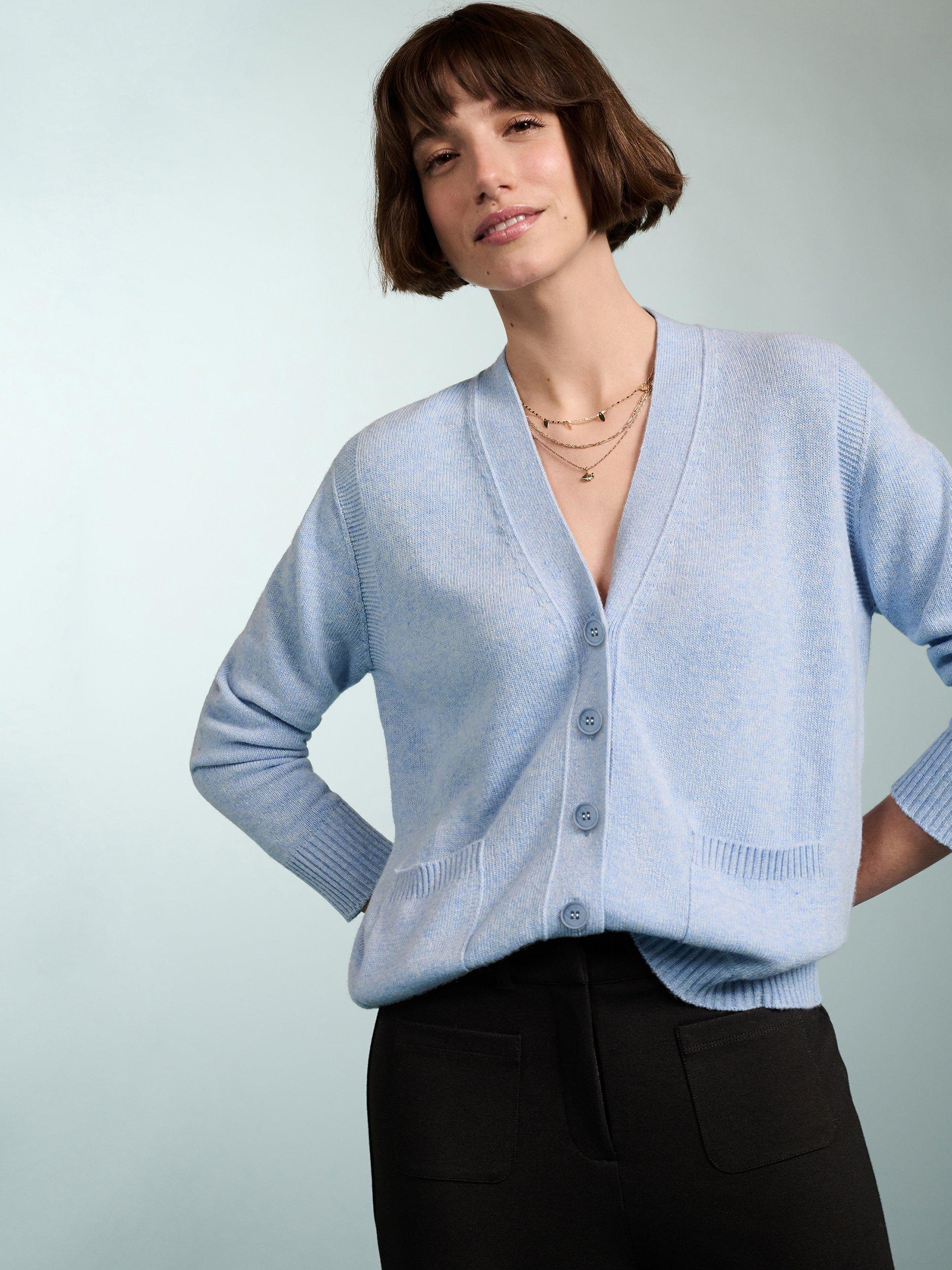 Baukjen Diem Greencash Cashmere Blend Cardigan, Light Blue