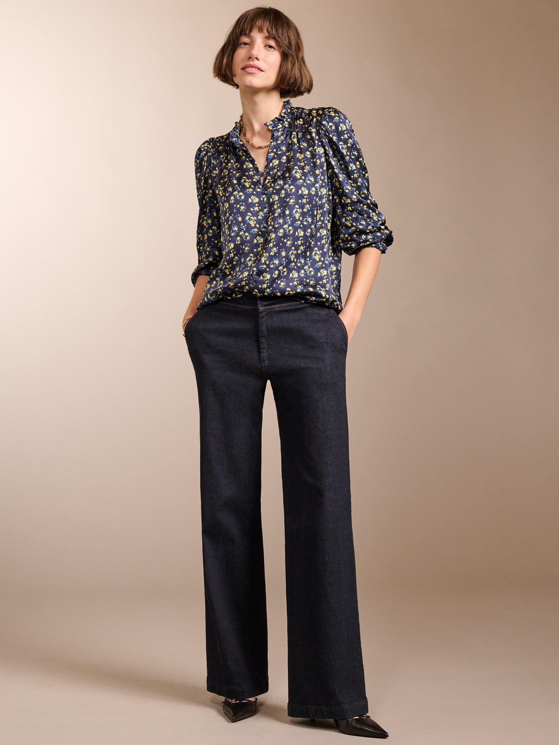 Baukjen Melie Blurred Ditsy Print Blouse, Blue/Multi