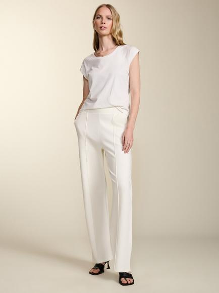 Baukjen Marian Ponte Wide Leg Trousers, Soft White, Soft White