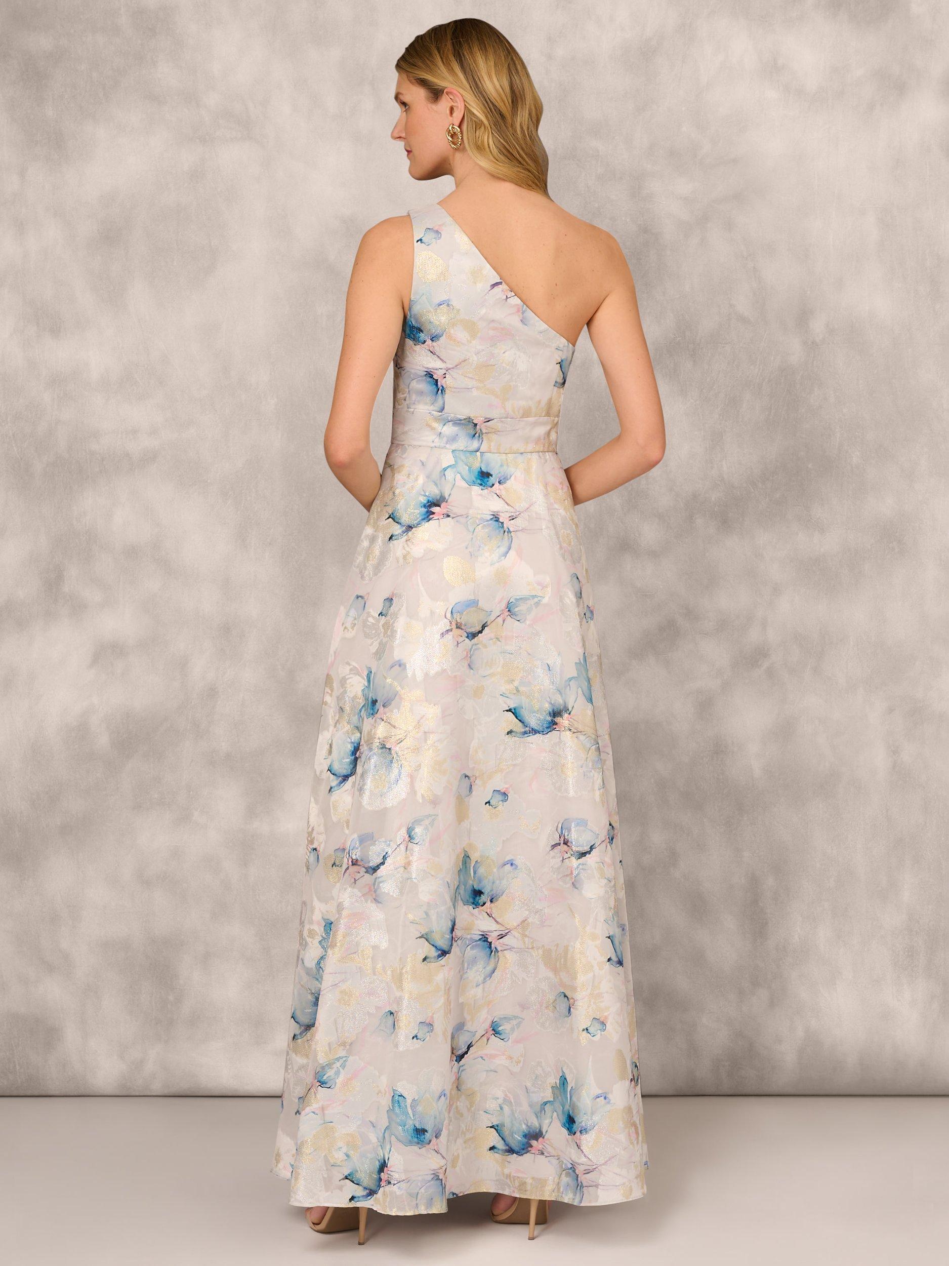 Product image 2 of 7, which shows Aidan Mattox by Adrianna Papell Jacquard Maxi Dress, Blue/Multi, 16