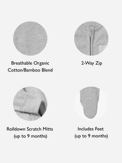 MORI Baby Clever Zip Pocket Sleepsuit - view 2, Grey