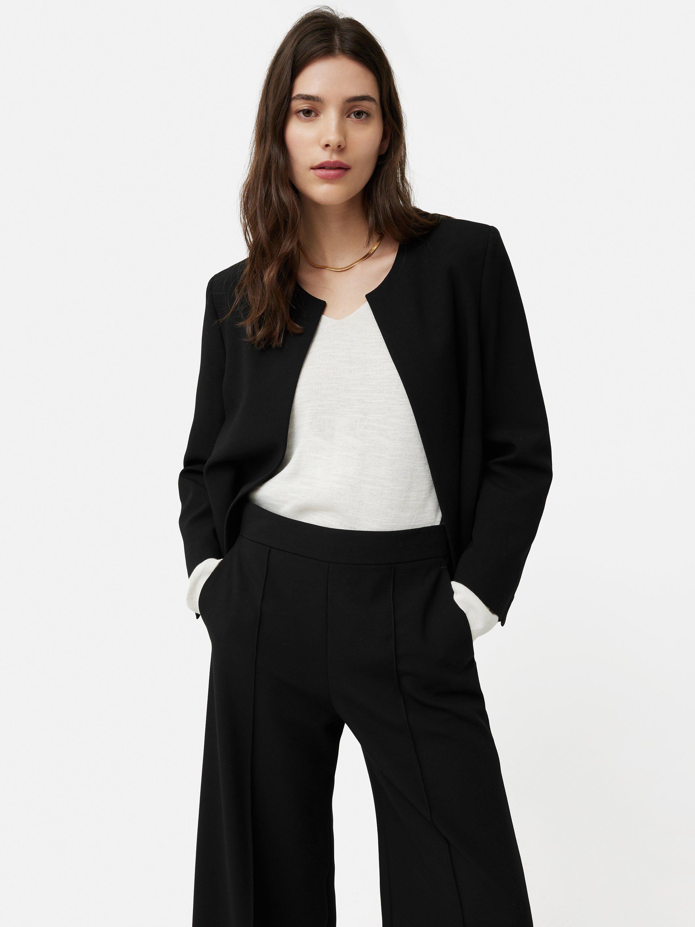 Jigsaw Modern Crepe Cropped Jacket, Black, 6