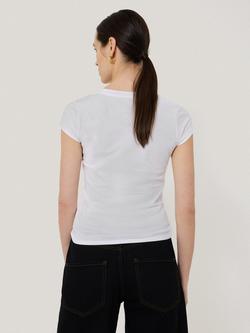Jigsaw Supima Cotton Scoop Neck T-Shirt - view 2, White