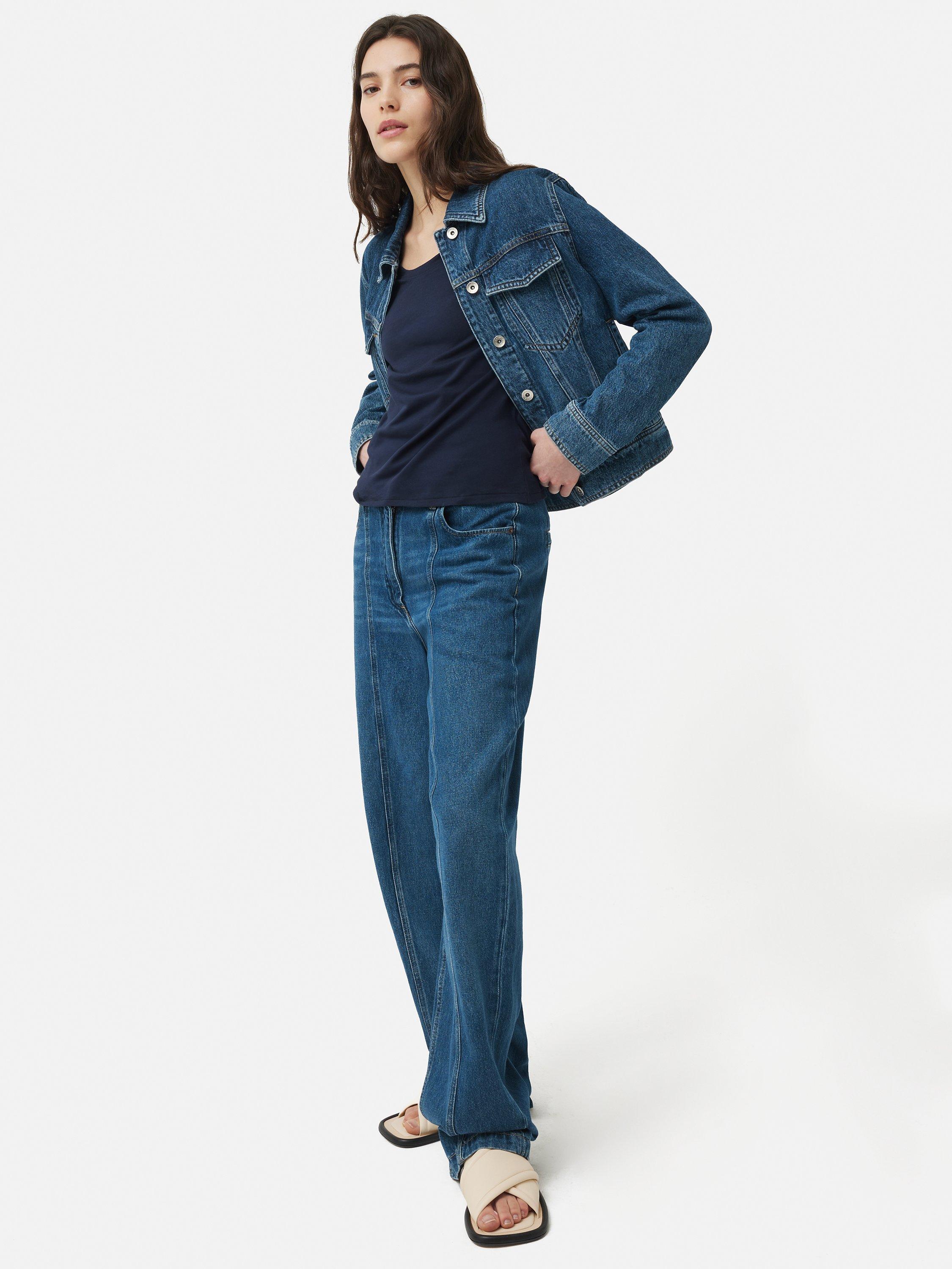 Product image 6 of 8, which shows Jigsaw Supima Cotton Scoop Neck T-Shirt, Navy, XS