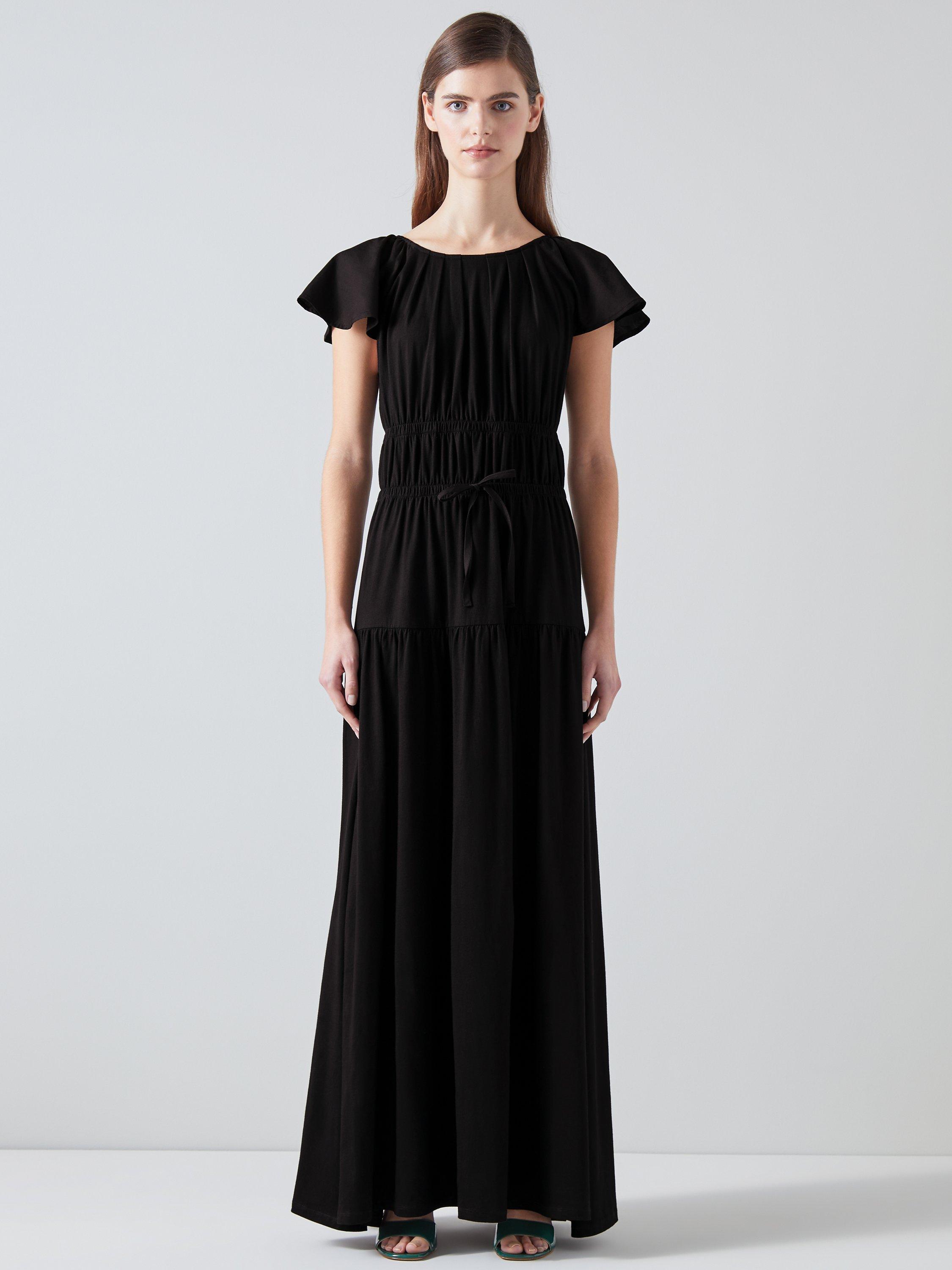 Product image 1 of 5, which shows L.K.Bennett Carla Flutter Sleeve Jersey Maxi Dress, Black, 12