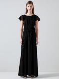 L.K.Bennett Carla Flutter Sleeve Jersey Maxi Dress, Black