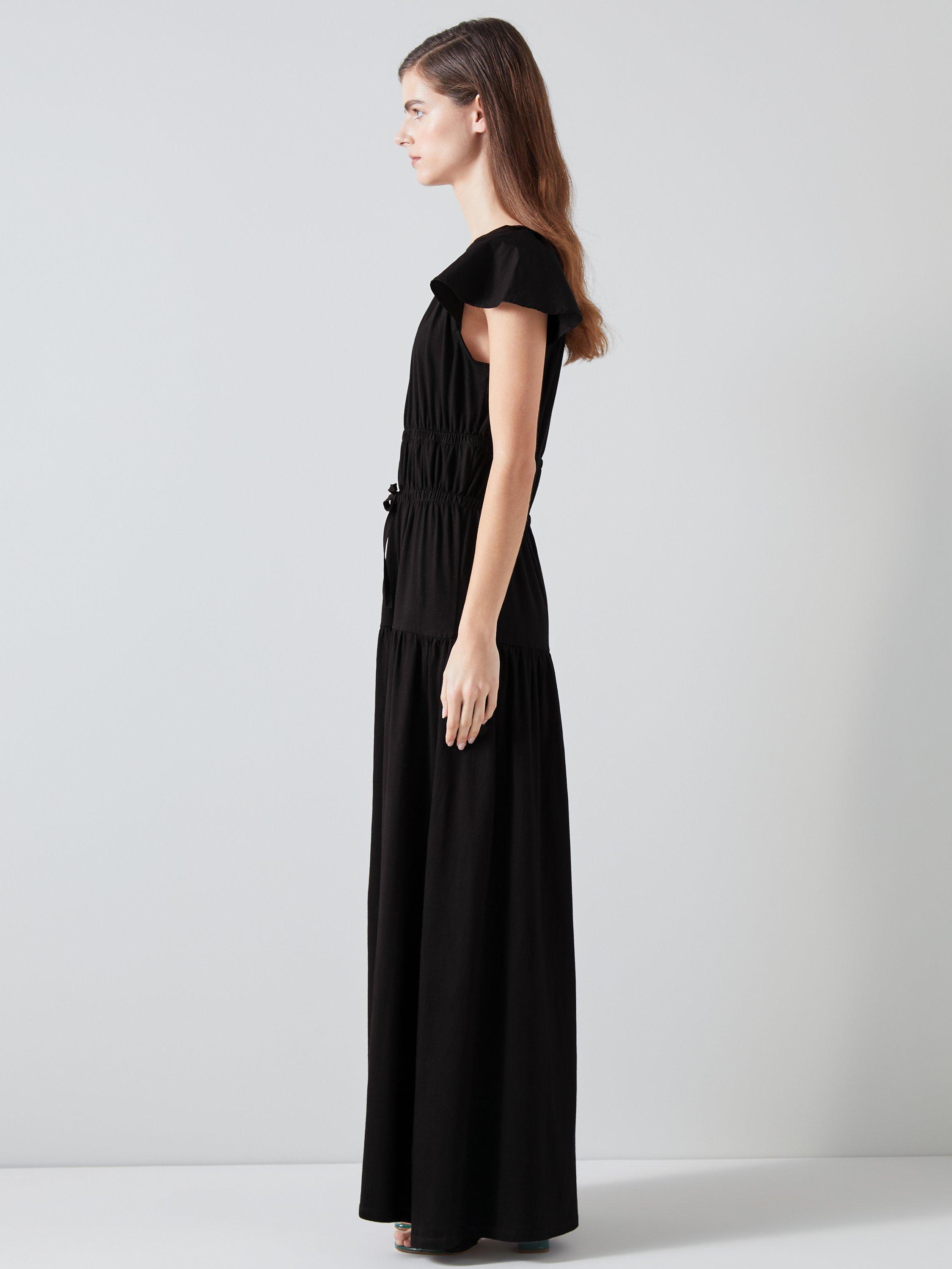 Product image 2 of 5, which shows L.K.Bennett Carla Flutter Sleeve Jersey Maxi Dress, Black, 12