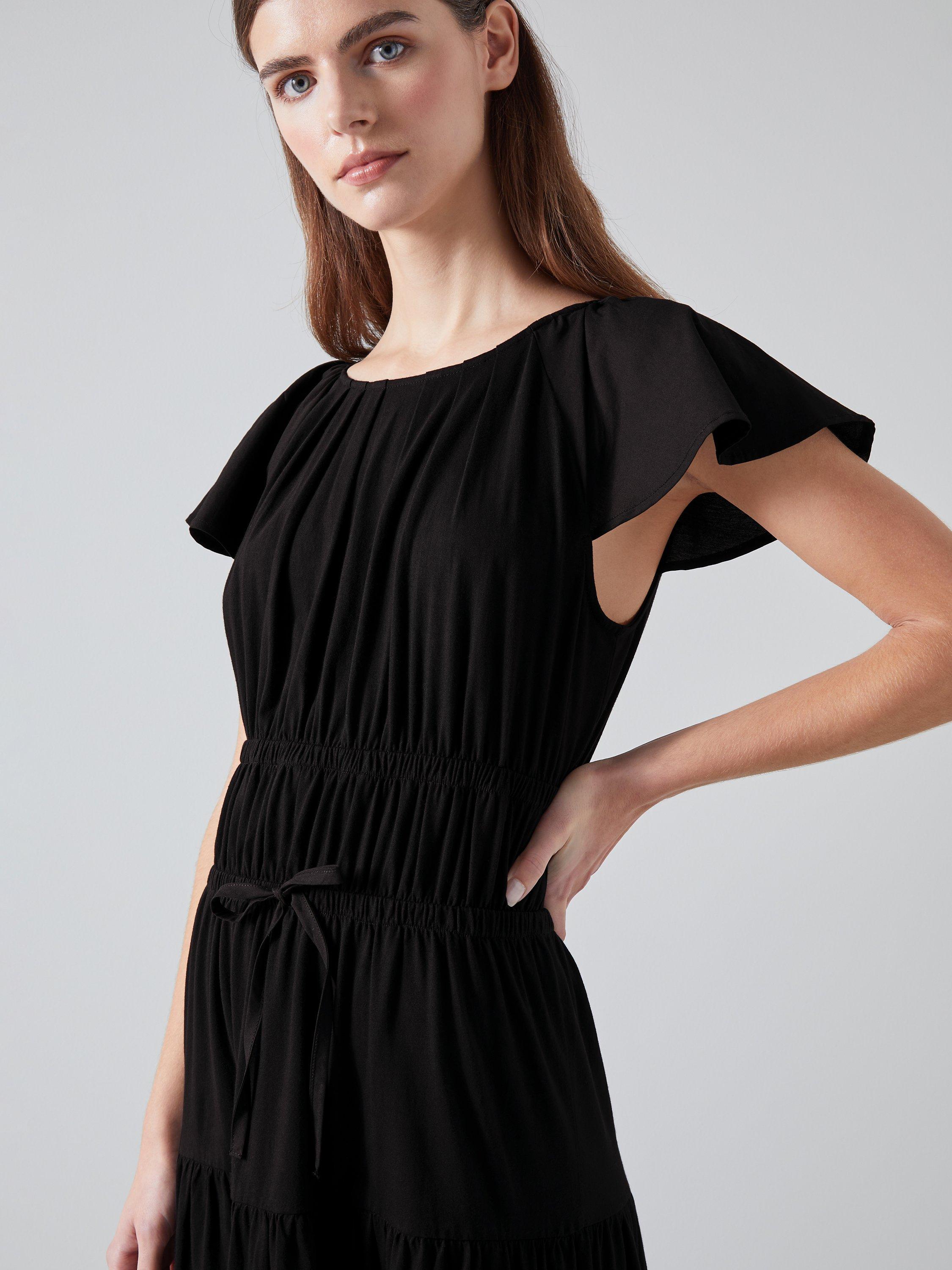 Product image 4 of 5, which shows L.K.Bennett Carla Flutter Sleeve Jersey Maxi Dress, Black, 12