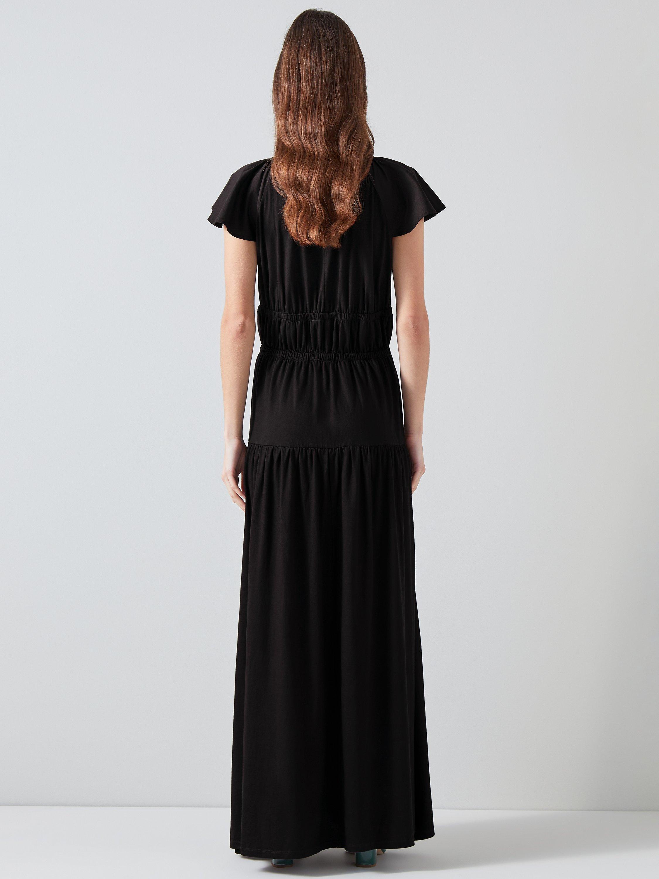 Product image 3 of 5, which shows L.K.Bennett Carla Flutter Sleeve Jersey Maxi Dress, Black, 12