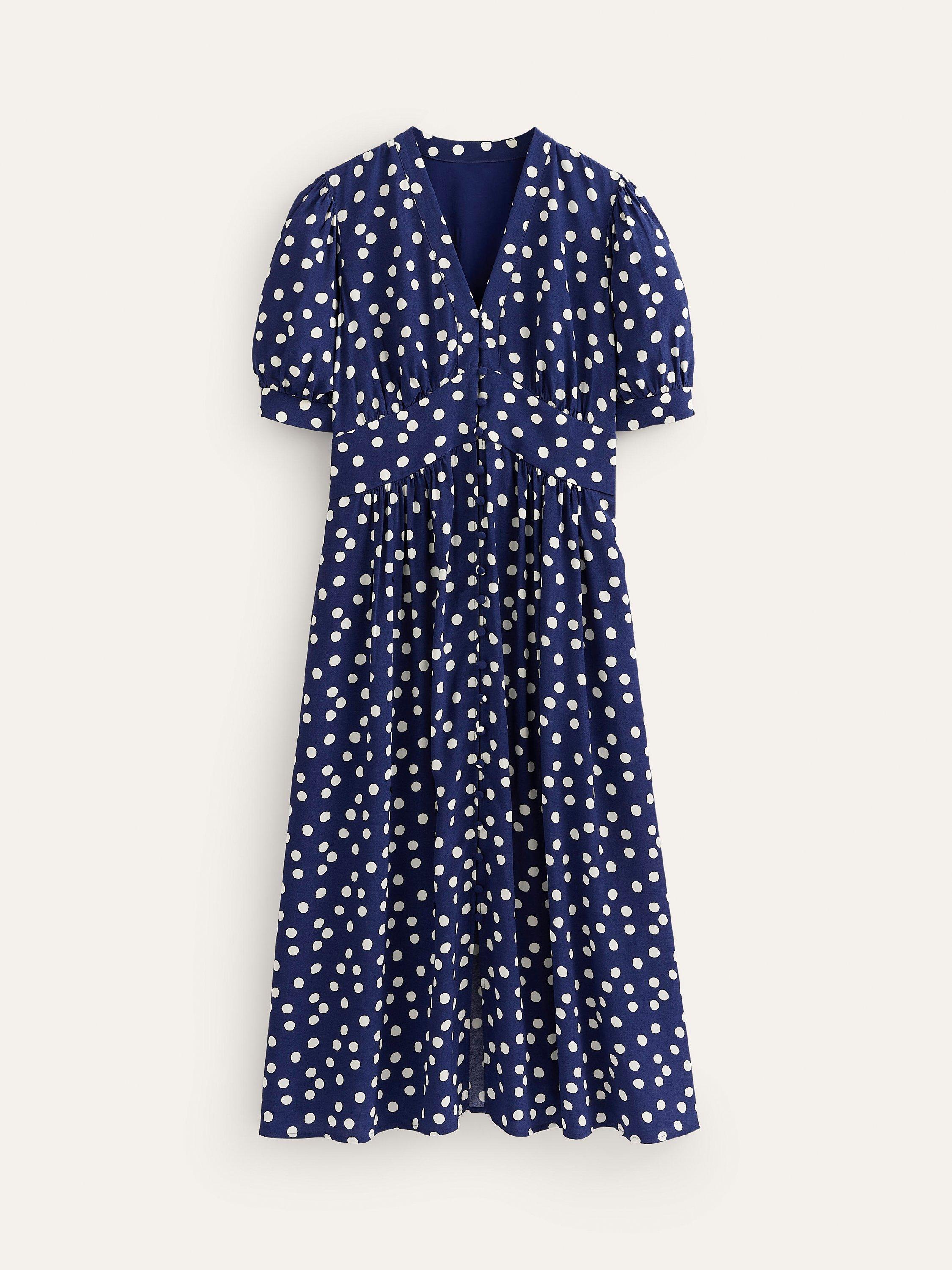 Boden navy spot dress best sale