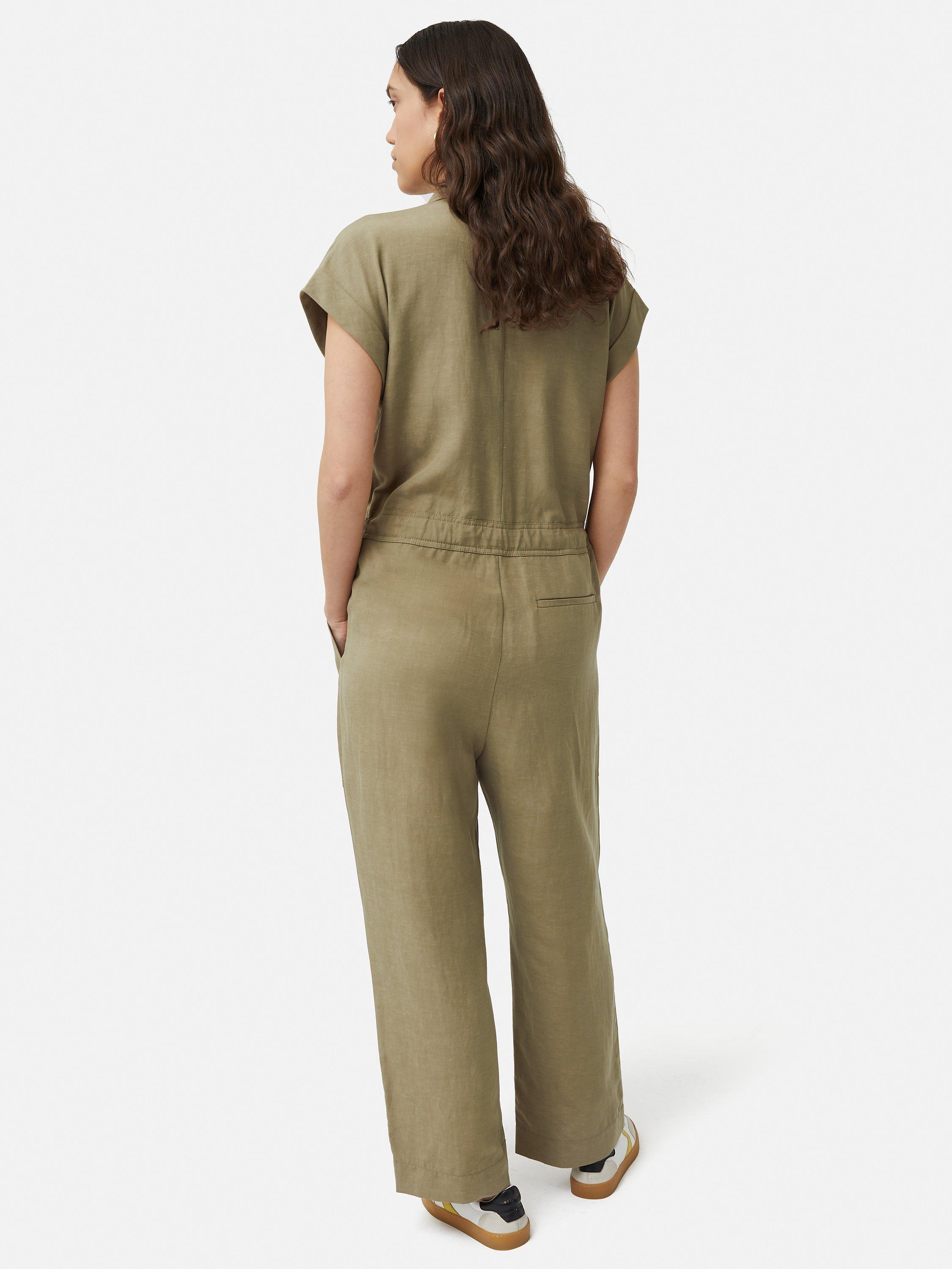 Linen utility jumpsuit on sale