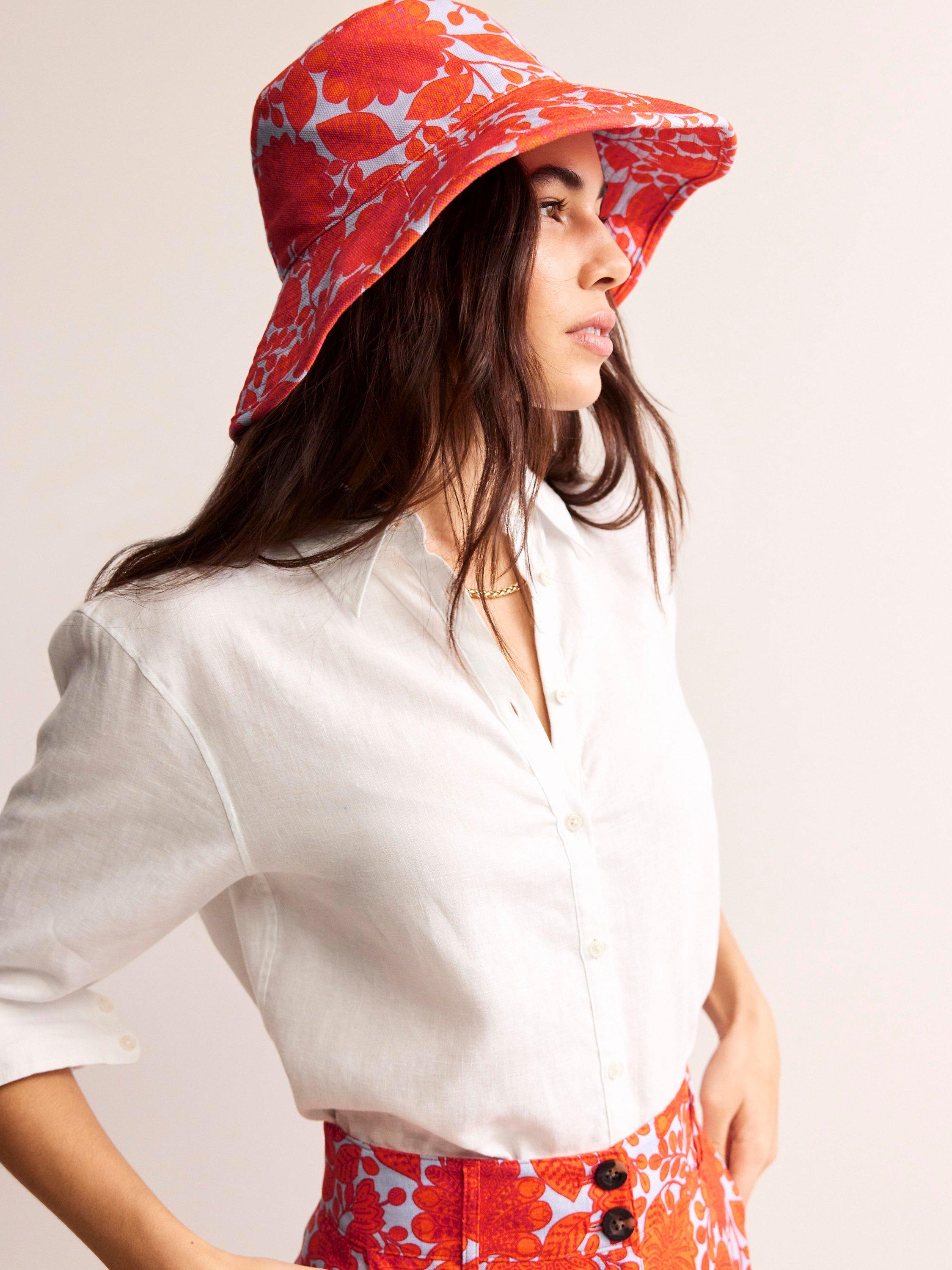 Boden Abstract Floral Print Canvas Bucket Hat, Firecracker Swirl