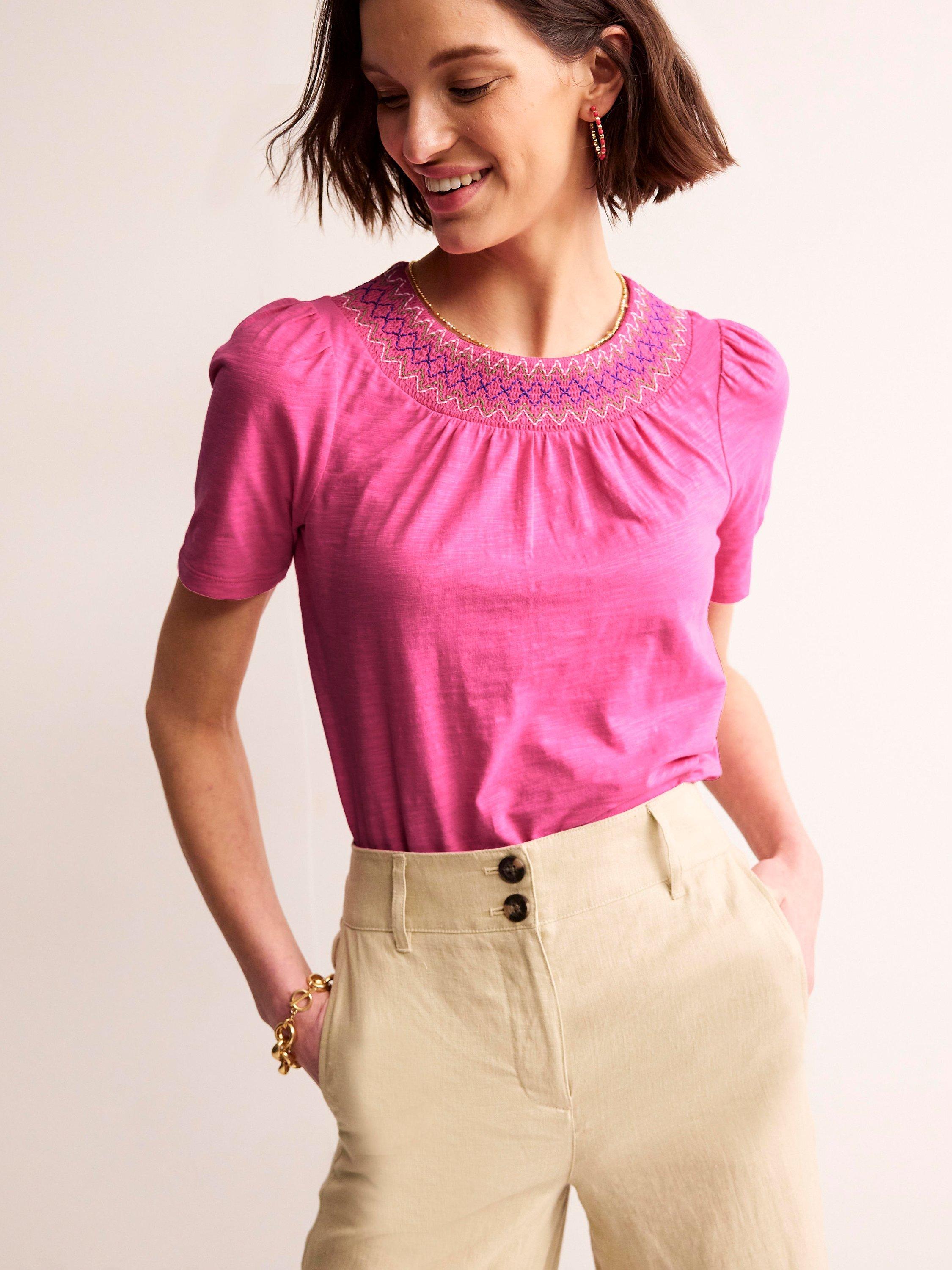 Boden Puff Sleeve Top, Sangria Sunset