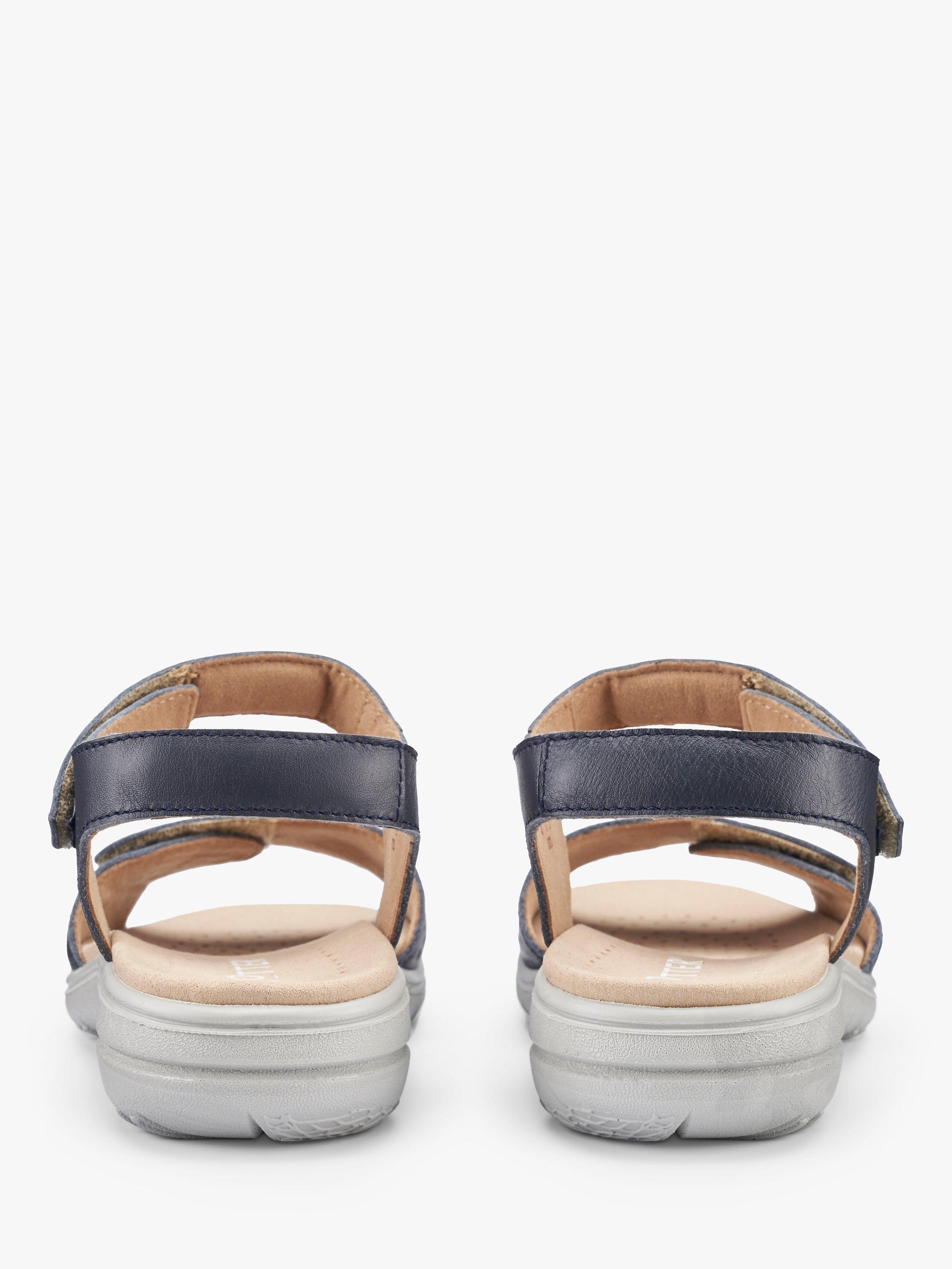 Product image 4 of 4, which shows Hotter Leah II Wide Fit Leather Flat Sandals, Denim Navy, 4