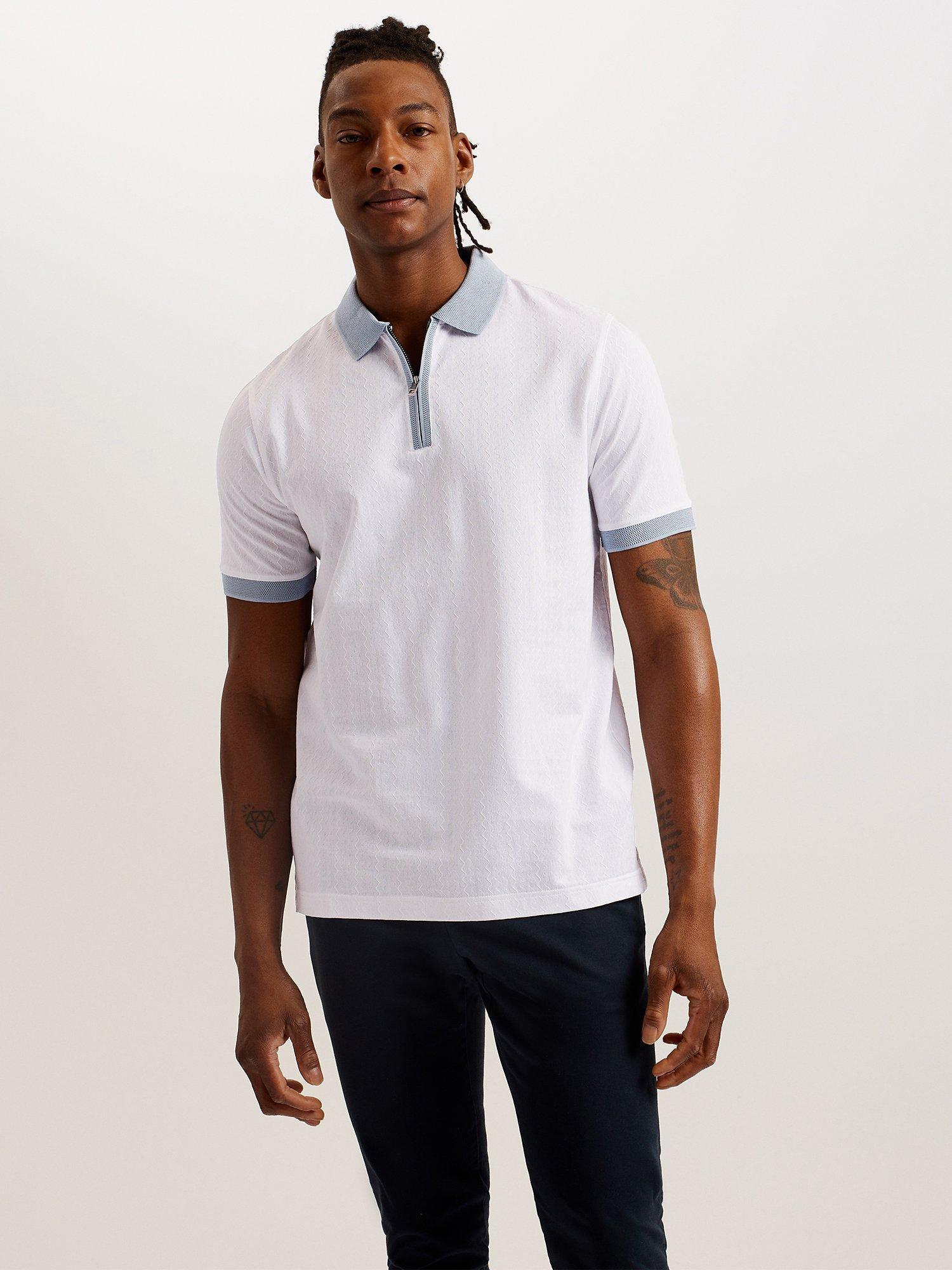 Ted Baker Arnival Zip Neck Polo Top, White