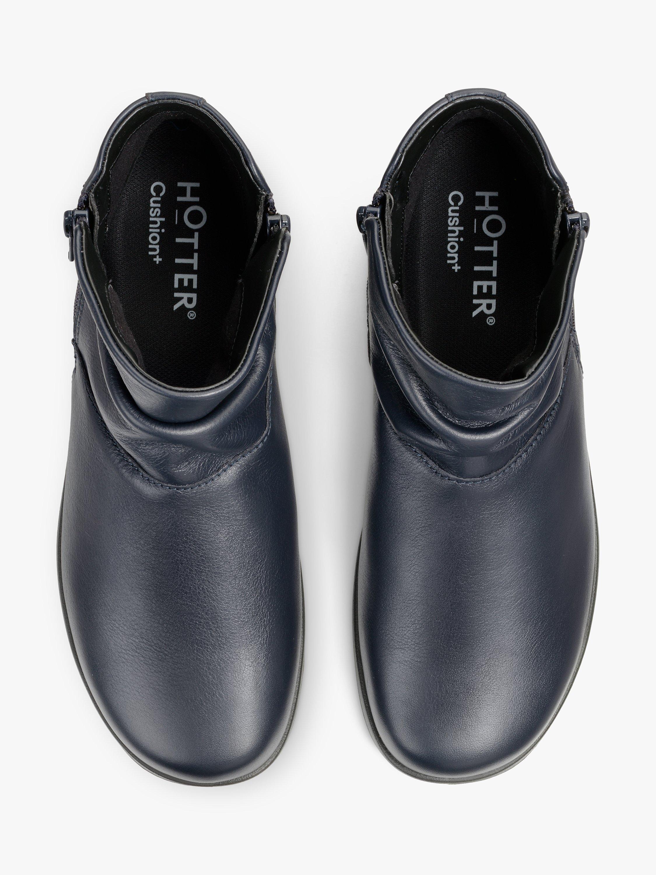 Hotter Murmur Leather Ankle Boots Navy
