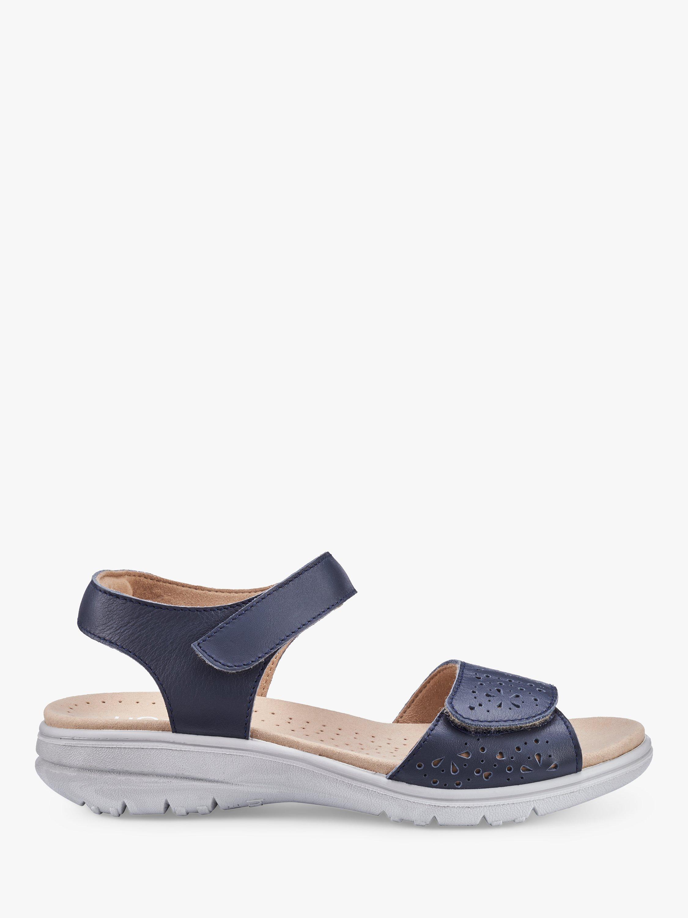 Product image 1 of 4, which shows Hotter Leah II Leather Flat Sandals, Denim Navy, 4