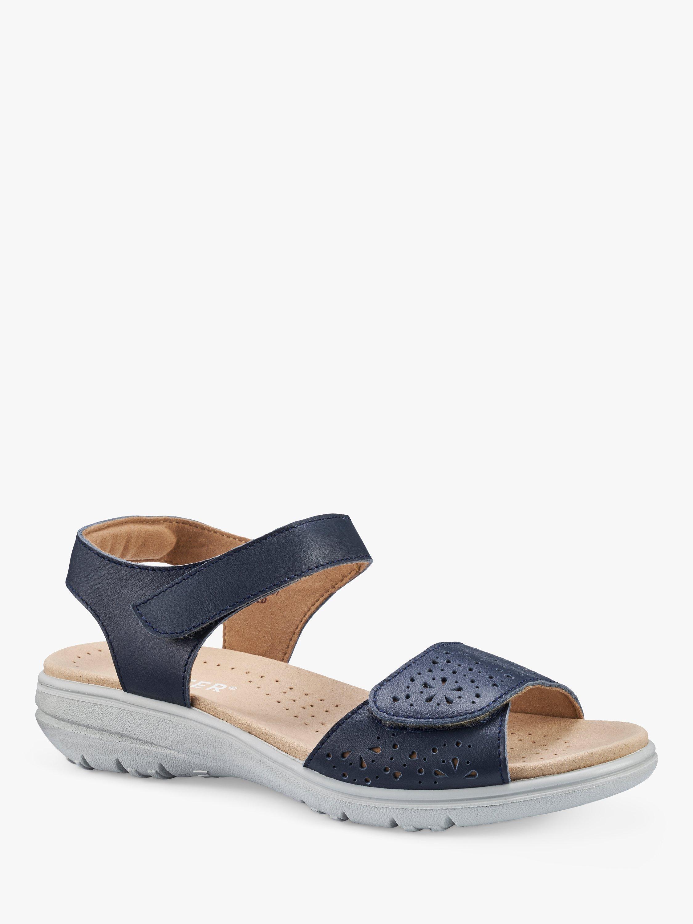 Product image 2 of 4, which shows Hotter Leah II Leather Flat Sandals, Denim Navy, 4