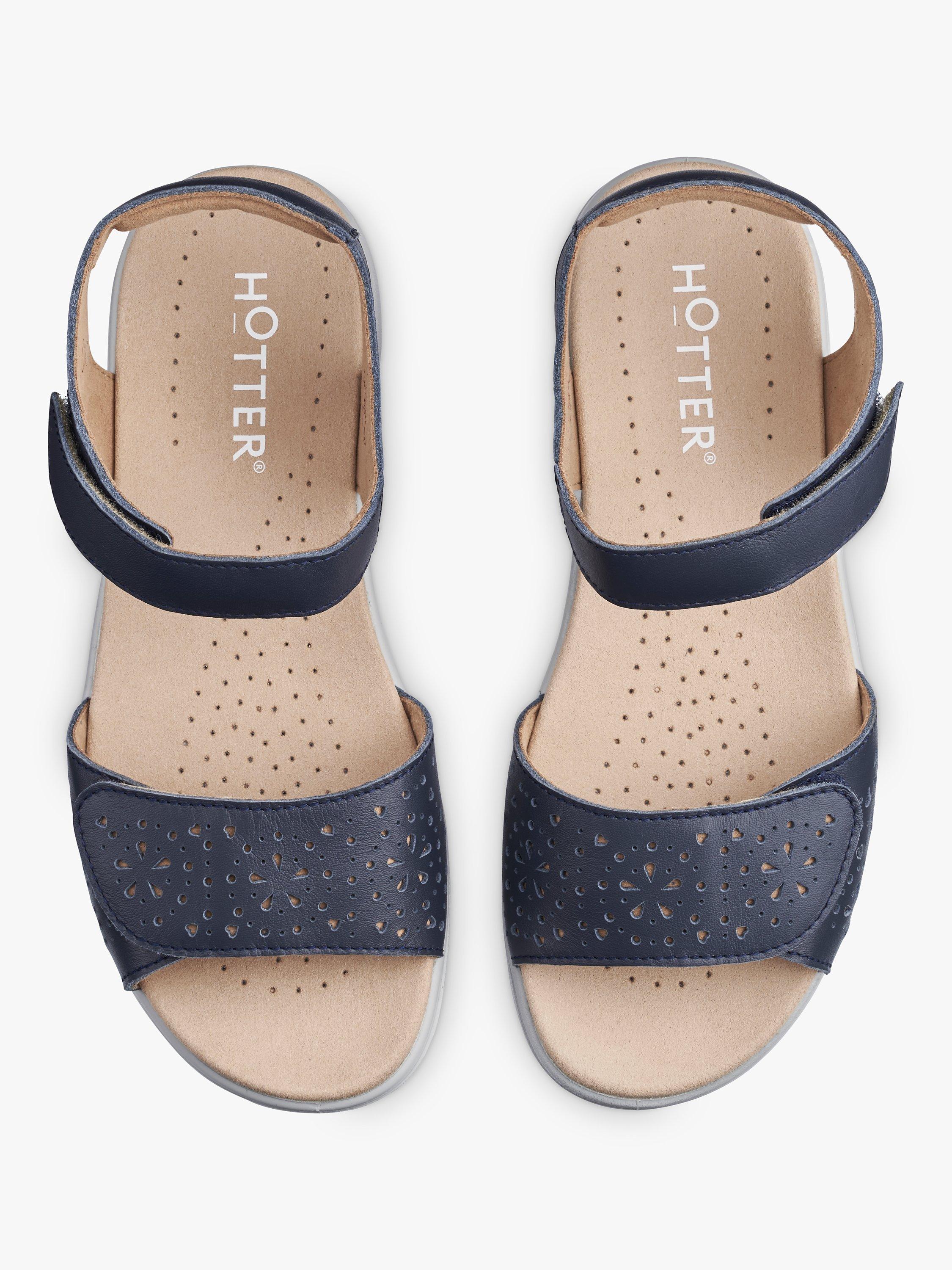 Product image 3 of 4, which shows Hotter Leah II Leather Flat Sandals, Denim Navy, 4