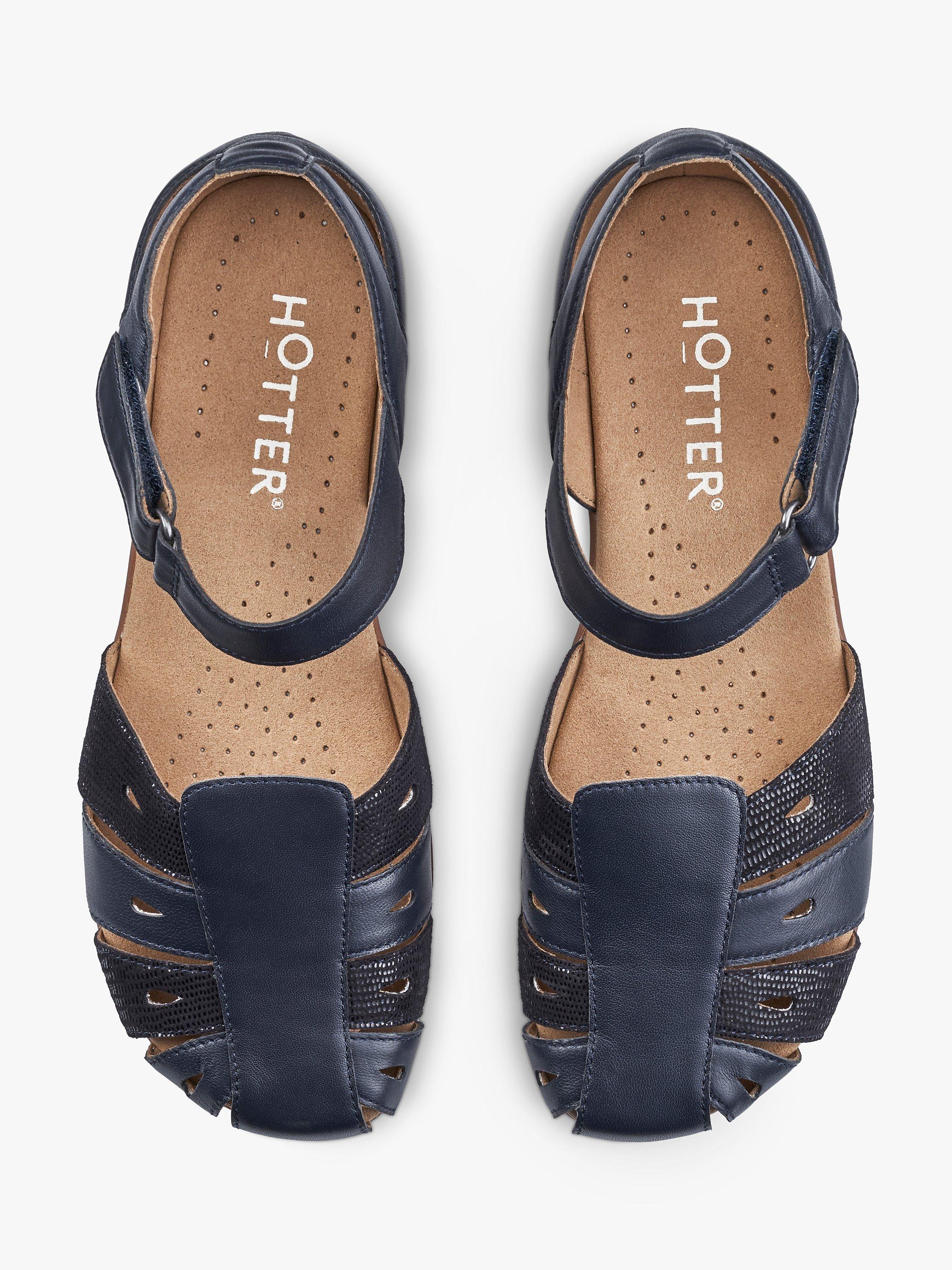 Product image 3 of 4, which shows Hotter May Faux Lizard Fisherman Style Sandals, Navy, 9