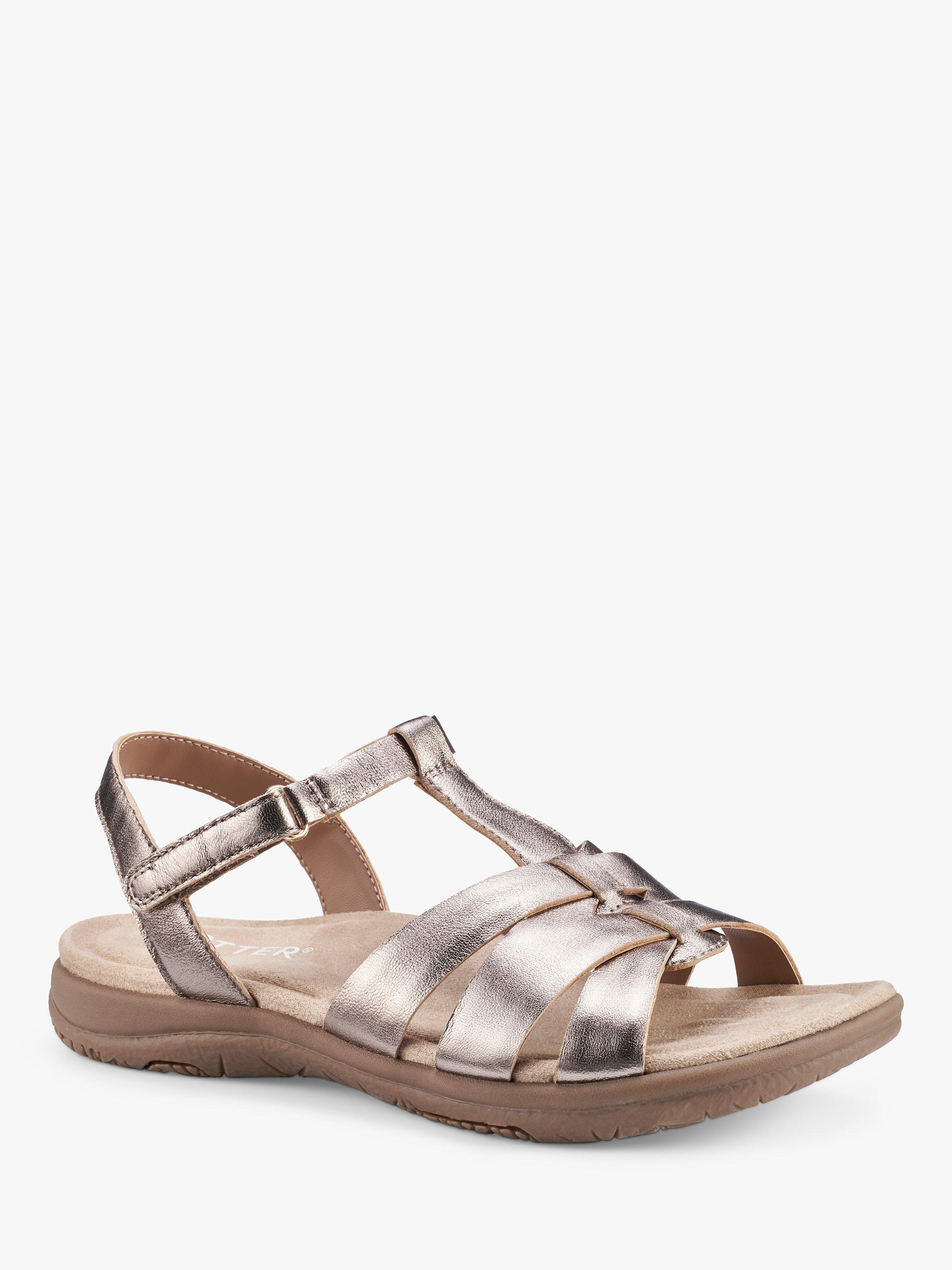 Hotter Rainer T-Bar Leather Sandals, Rose Gold, 3