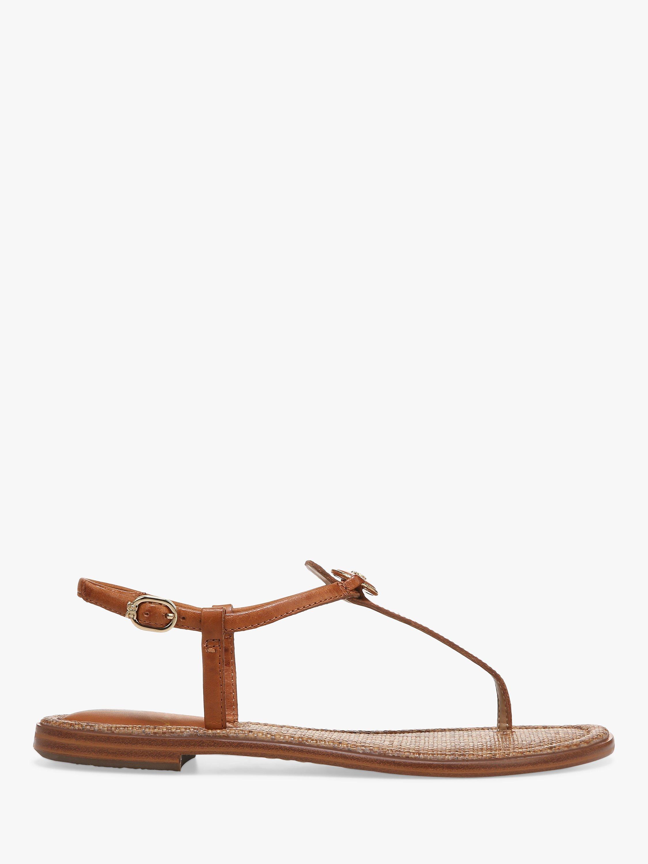 Product image 1 of 6, which shows Sam Edelman Gigi Signet Leather Flat Sandals, Saddle, 3