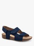 Hotter Explore Wide Fit Suede Sandals, Denim Navy