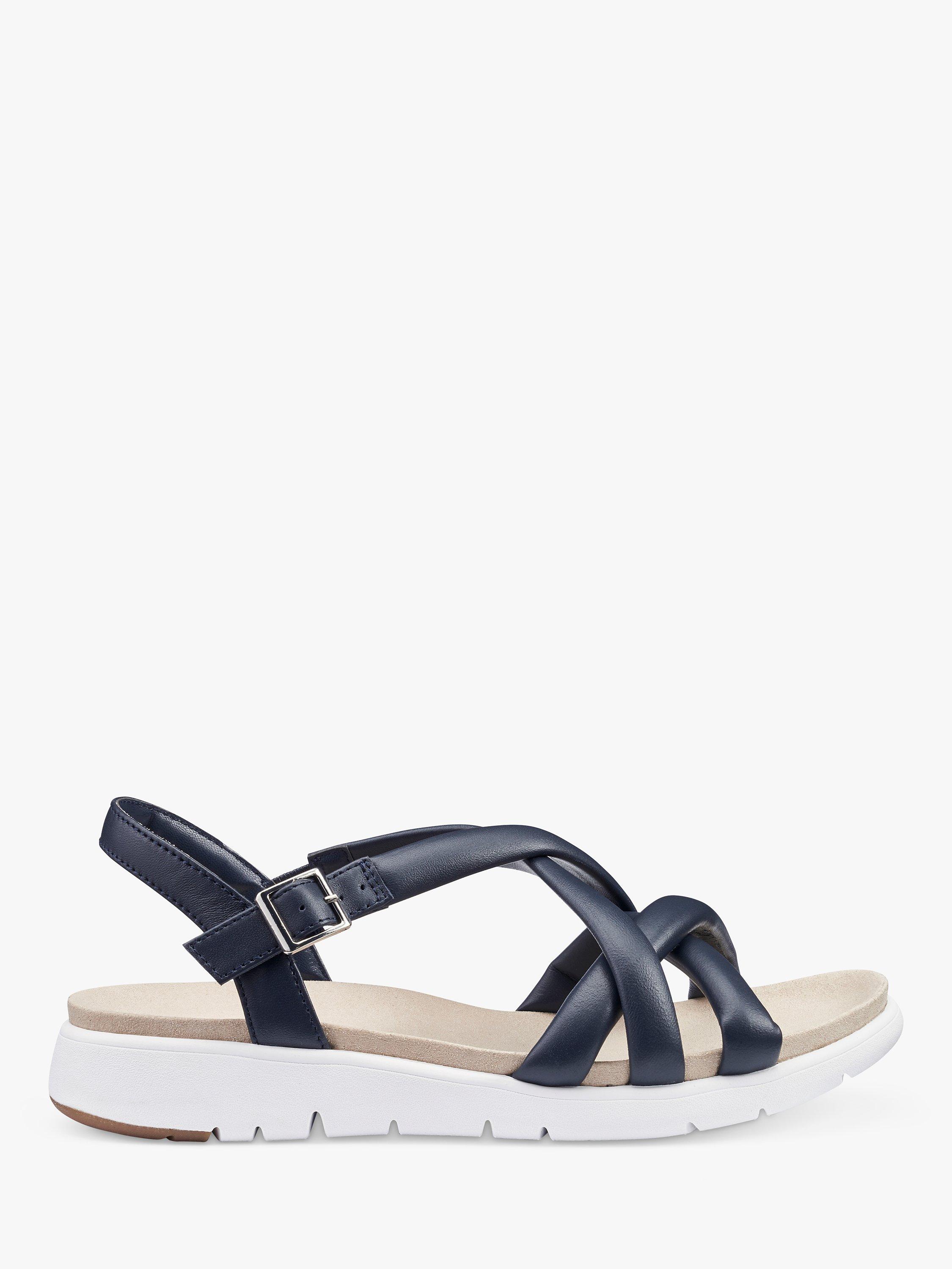 Hotter Seek Padded Leather Sandal, Navy