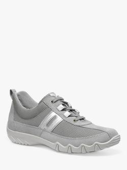 Hotter Leanne II Wide Fit Suede and Leather Trainers, Shell Grey - view 2, Shell Grey
